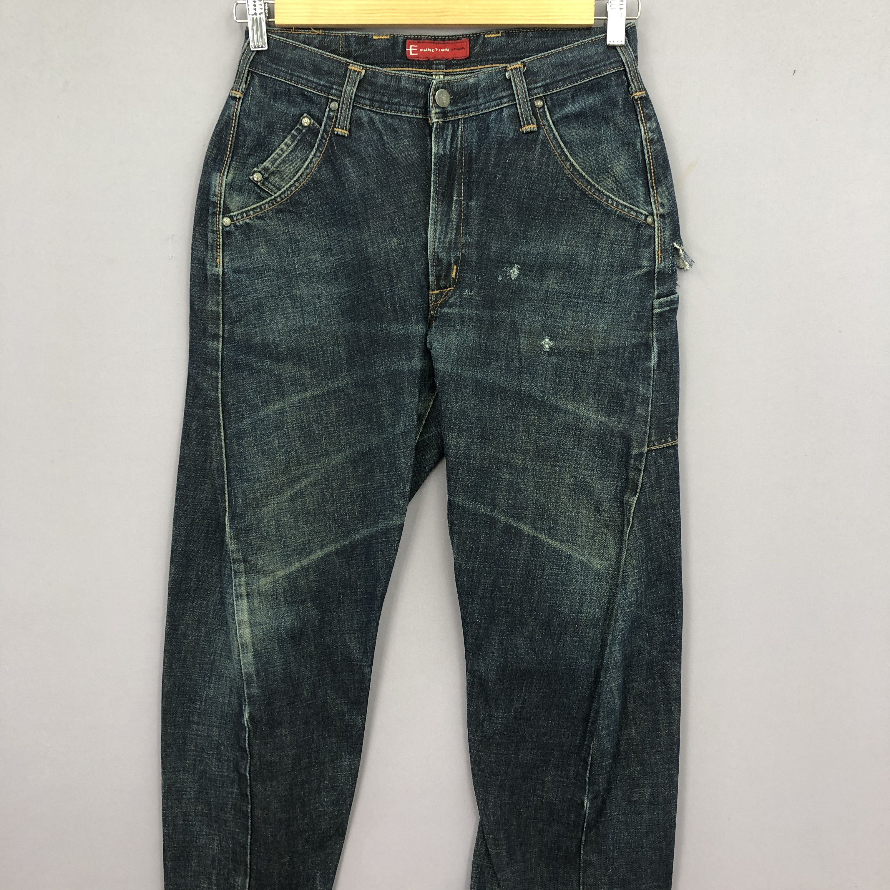 Edwin Vintage Edwin E Function Jeans Ripped Blue Denim GF30303 Size 24" / US 00 / IT 34 - 3 Thumbnail