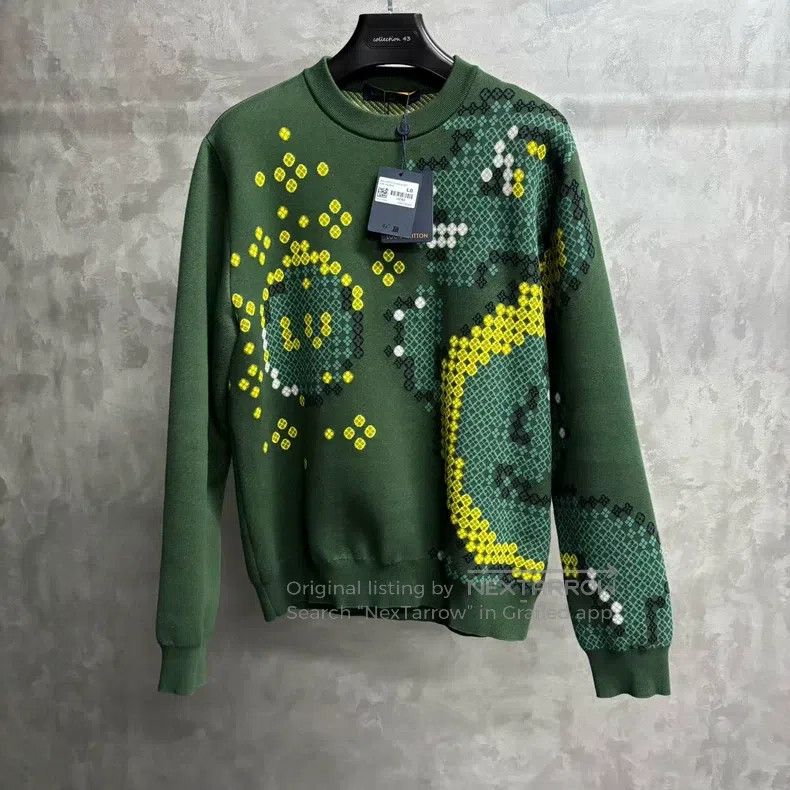 Louis Vuitton Louis Vuitton Newest Green Color Block Pattern Jacquard Cr Size US L / EU 52-54 / 3 - 1 Thumbnail