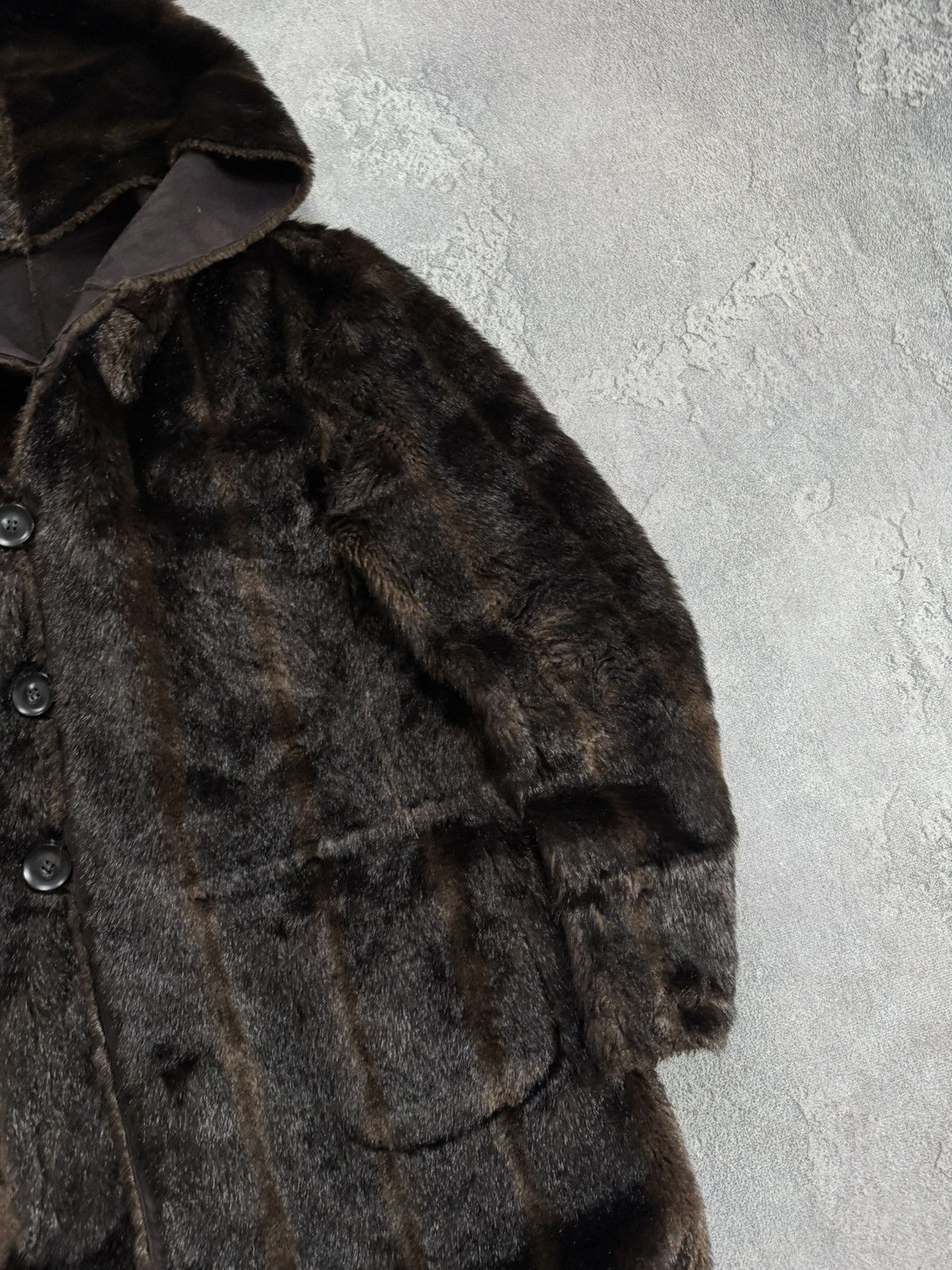 Armani Armani Jeans EU44/US8 brown Faux Fur coat hooded jacket 90s Size M / US 6-8 / IT 42-44 - 5 Thumbnail