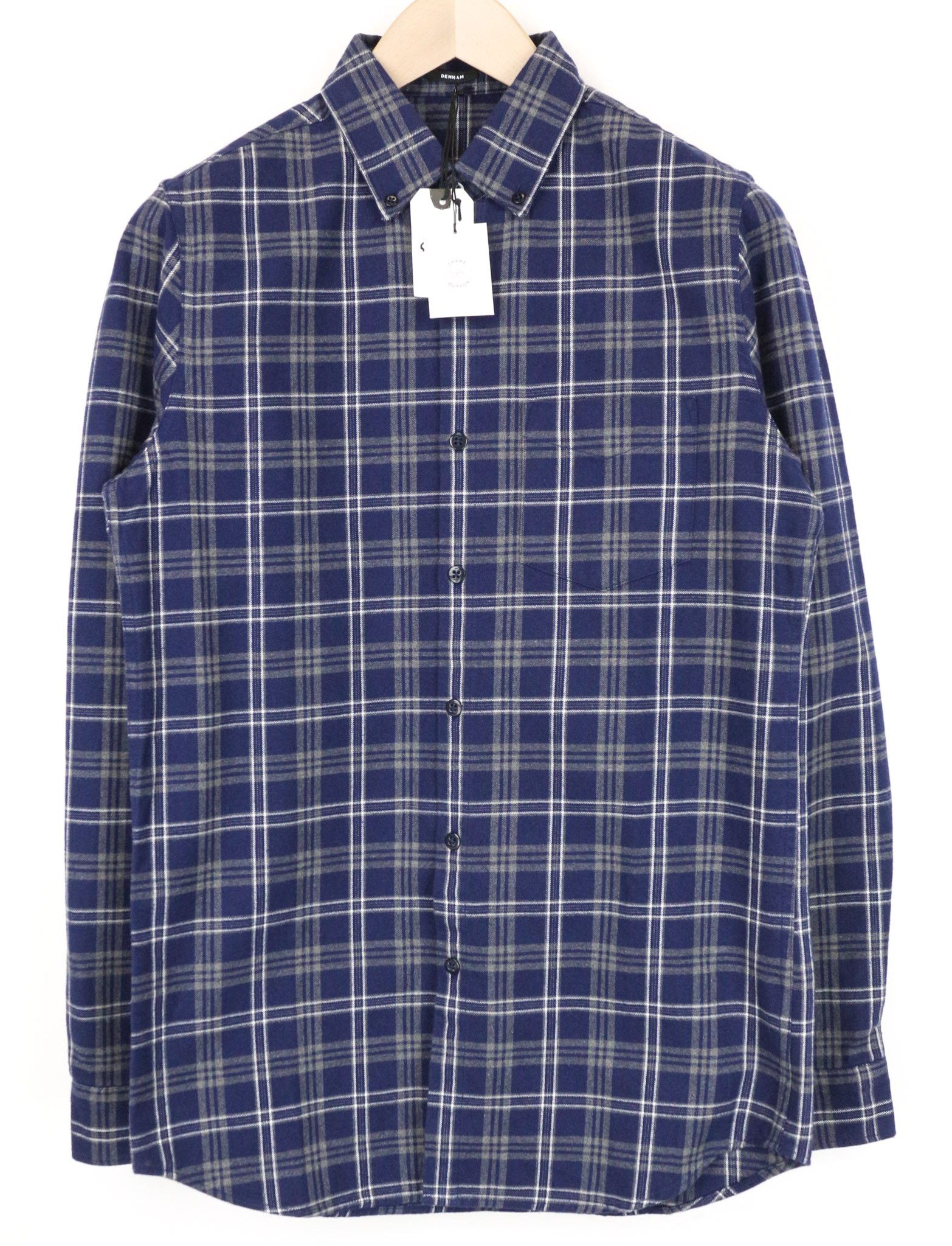 DENHAM S Navy Blue Tartan Check Button-Down Shirt 74552 Size US S / EU 44-46 / 1 - 1 Thumbnail