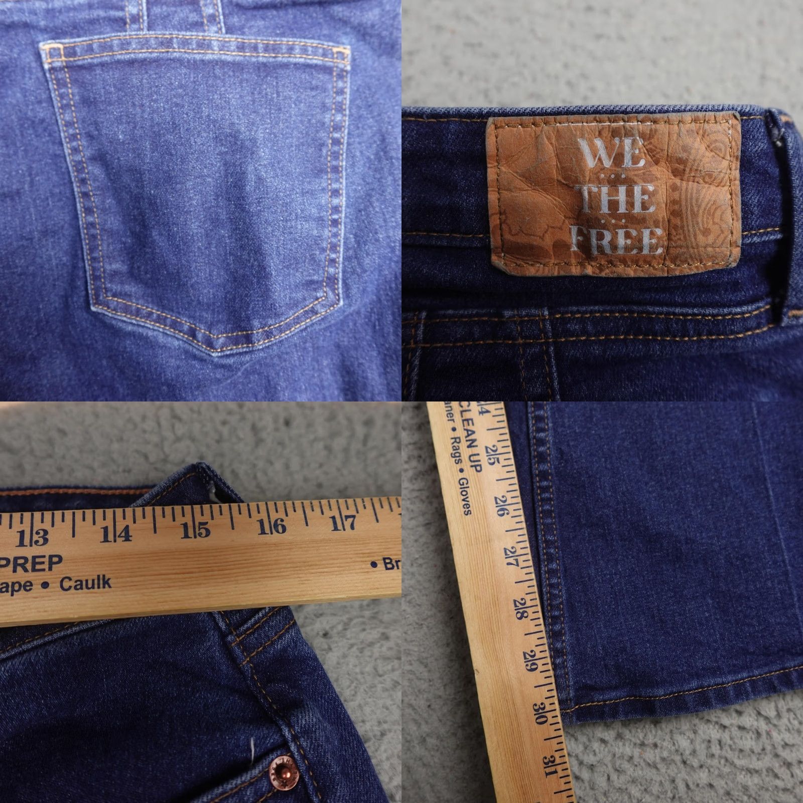 Vintage We The Free Jeans Womens 31 Blue High Rise Flare Leg Stretch Denim Curvy Dark Jeans Size 24" / US 00 / IT 34 - 8 Thumbnail