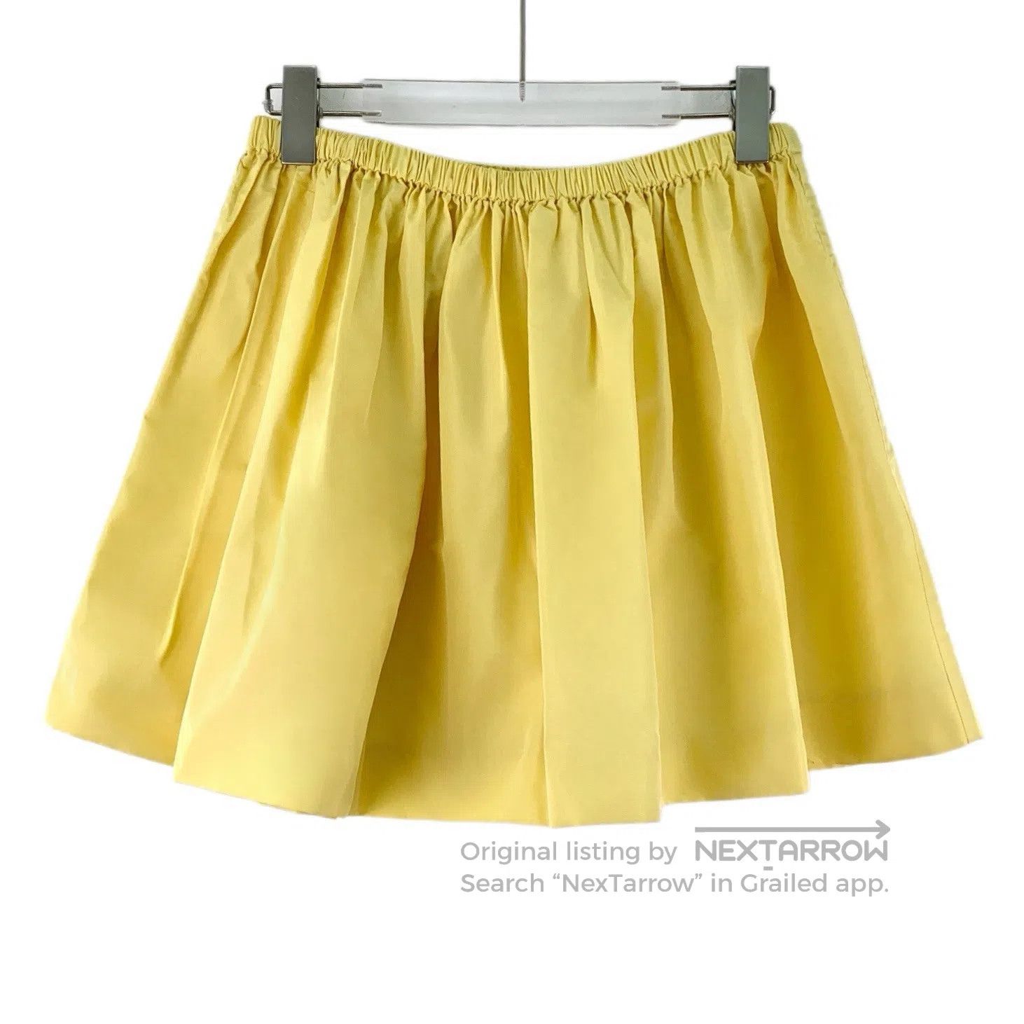 Miu Miu Miu Miu Yellow pleated elastic waist short skirt| Size 39" - 2 Thumbnail