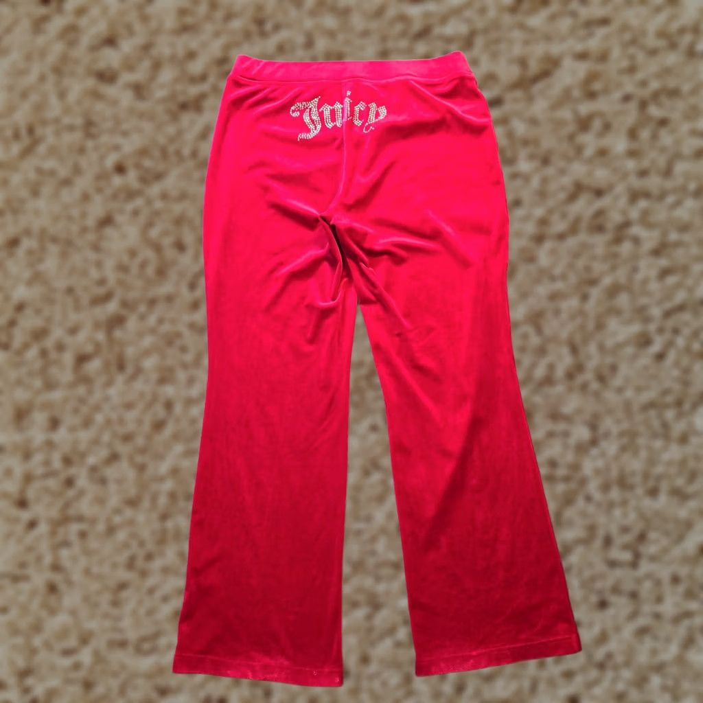 Juicy Couture Juicy Couture Pants Women Red Velour Rhinestone XL Size Size 40" / US 18 - 1 Thumbnail