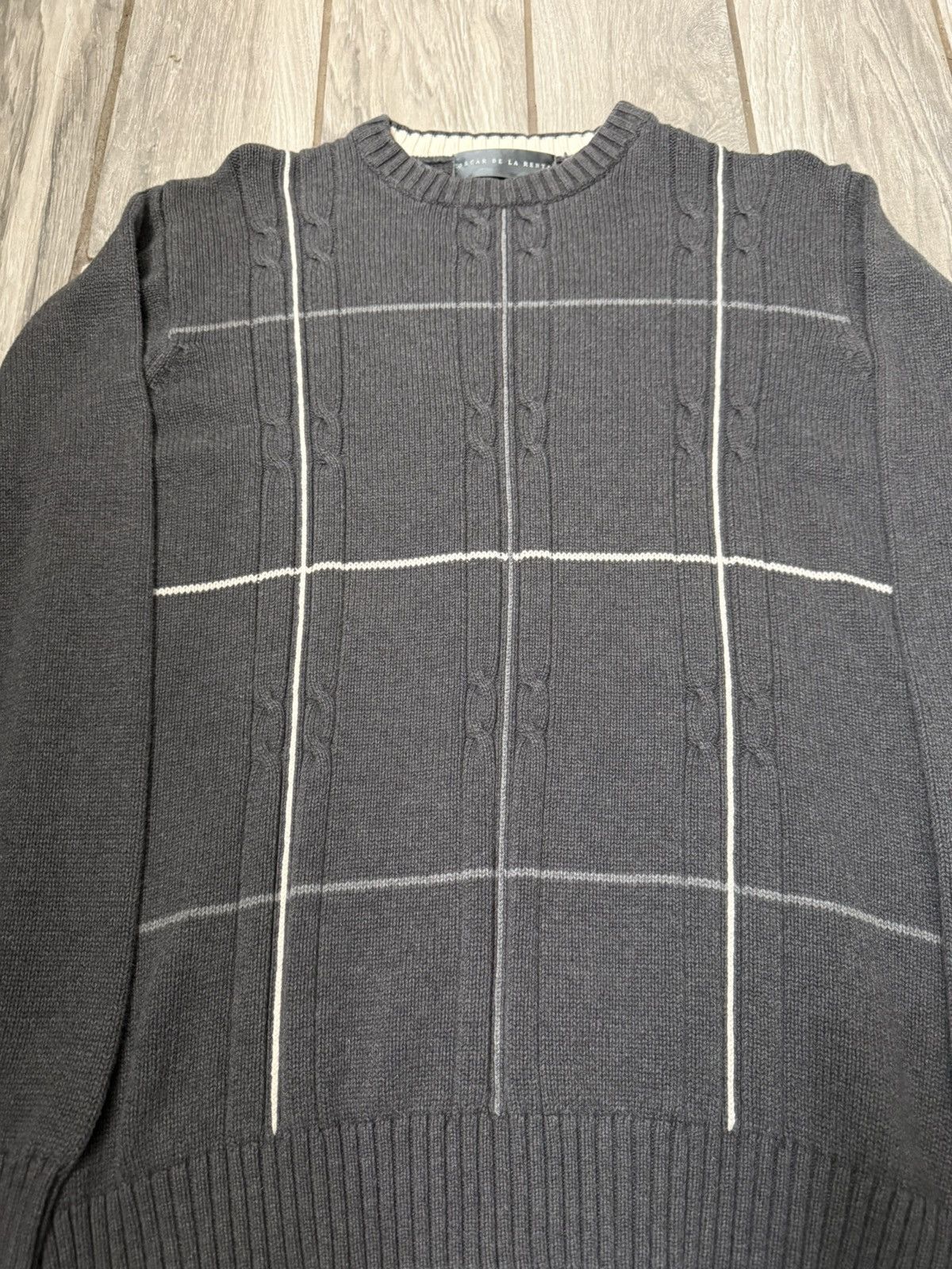 Oscar De La Renta Oscar De La Renta Men’s Crewneck Sweater Grey/White Size US L / EU 52-54 / 3 - 2 Thumbnail