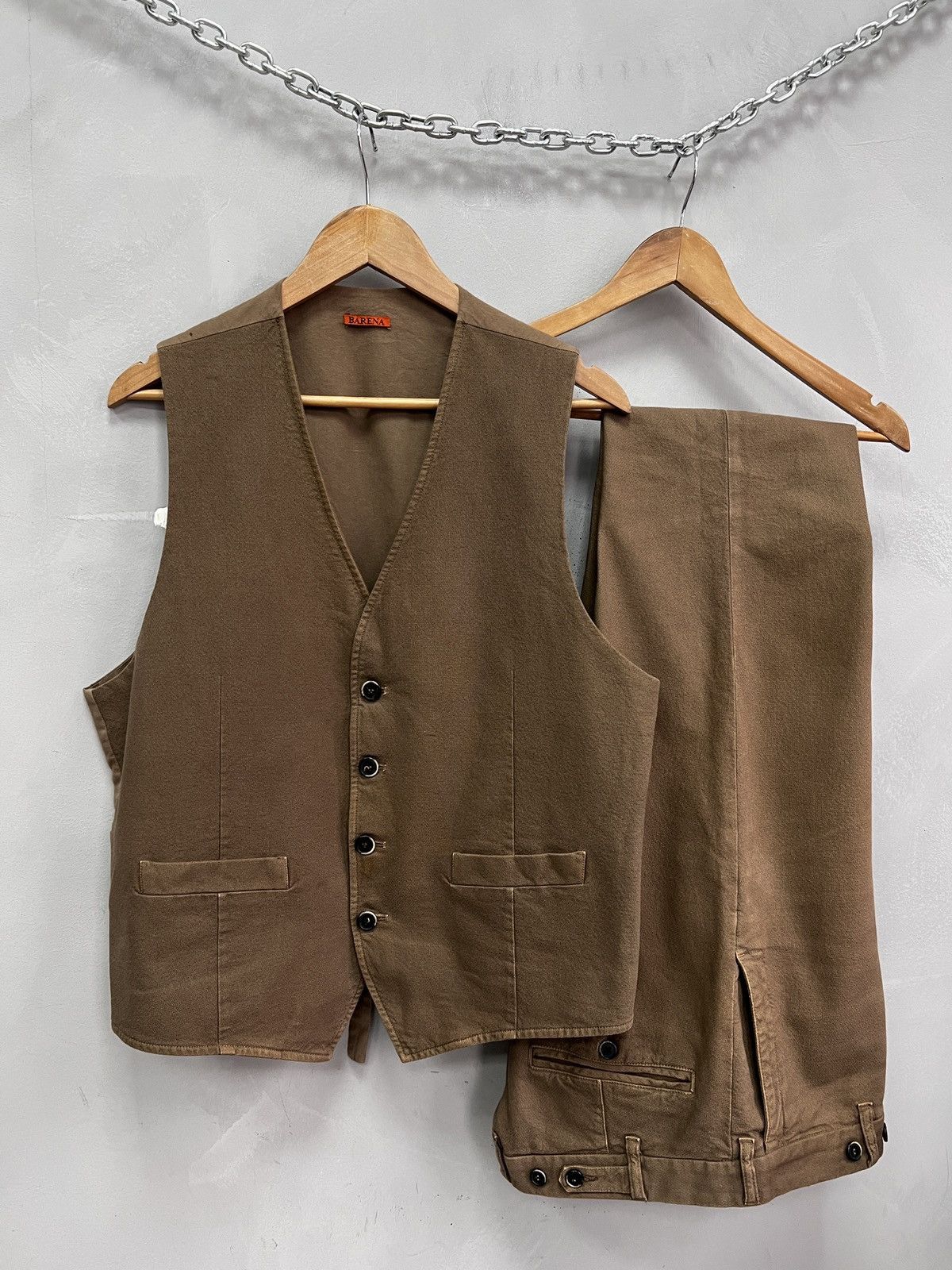 Barena Barena Brown cotton Suit three Made in Italy Size 52 Size 52R - 6 Thumbnail