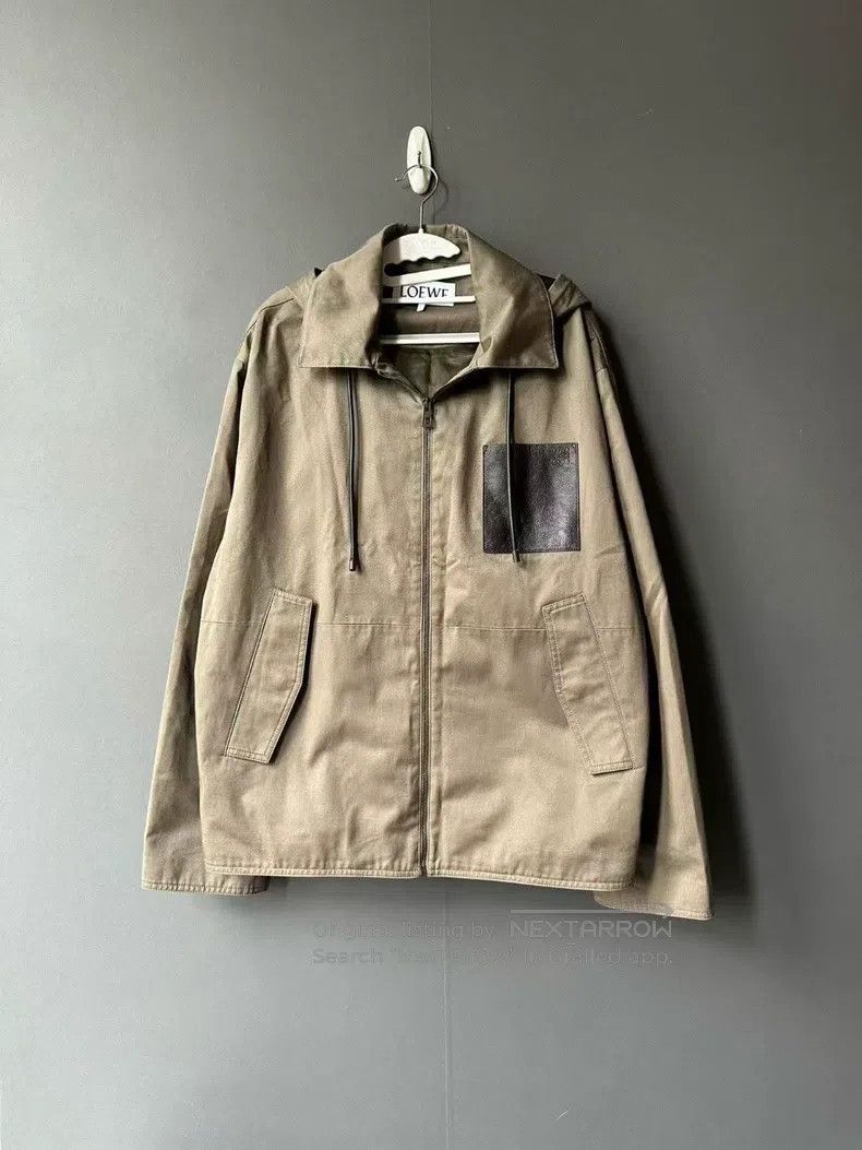 Loewe Loewe Khaki leather patch hooded jacket Size US M / EU 48-50 / 2 - 1 Thumbnail