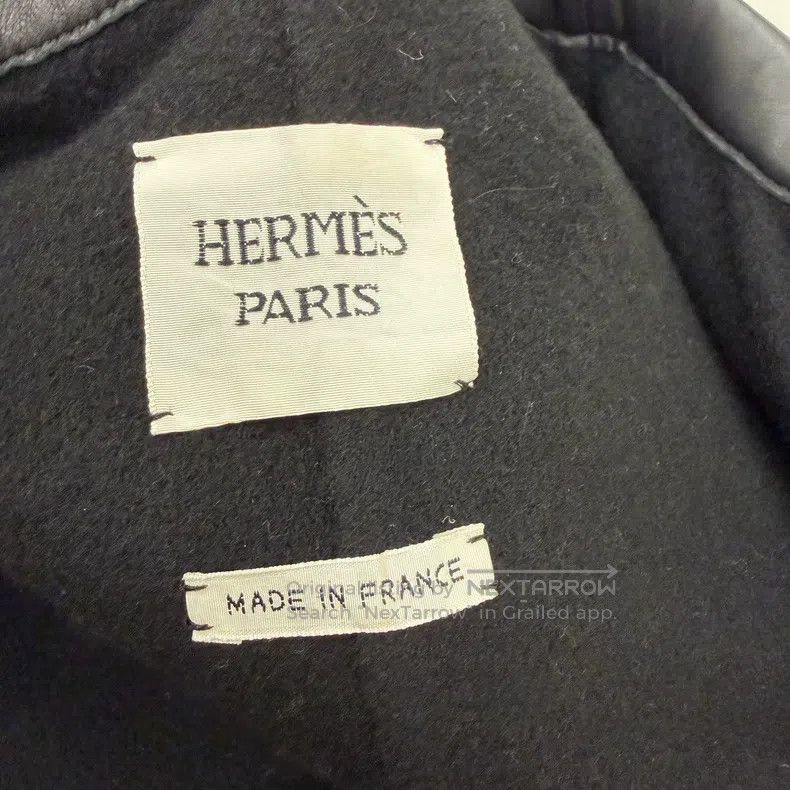 Hermes Hermes Black Leather Trimmed Mid-Length Cashmere Belted Co Size XS / US 0-2 / IT 36-38 - 3 Thumbnail