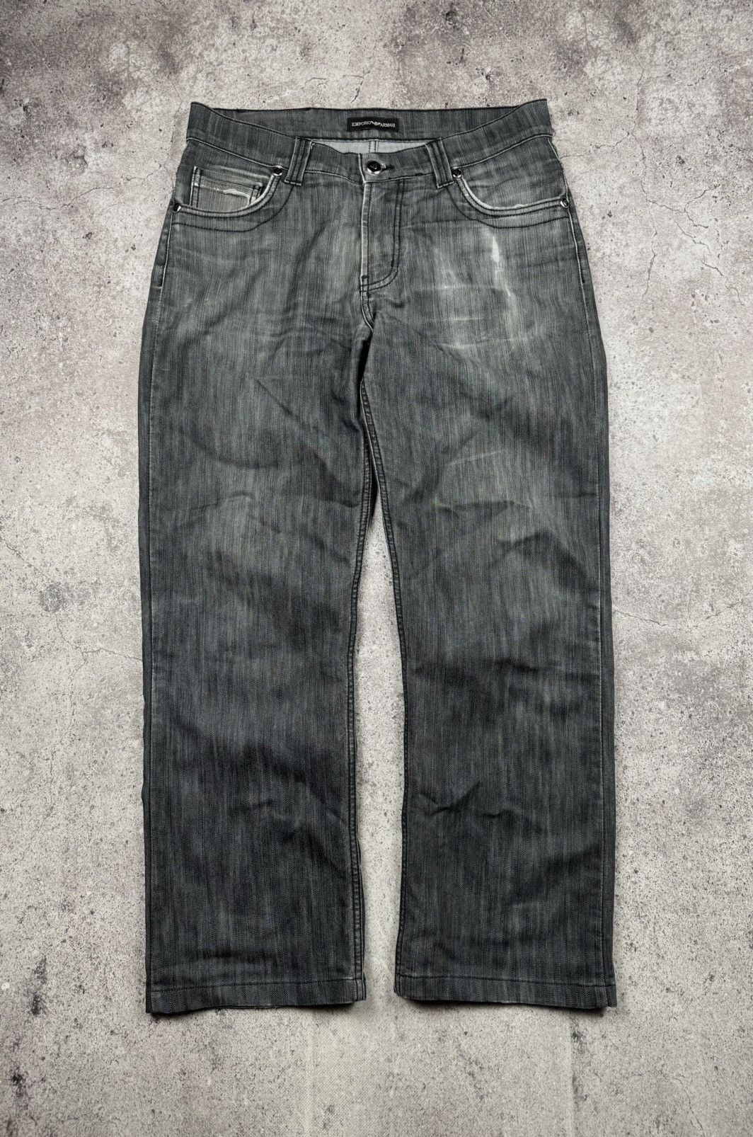 Armani CRAZY ARMANI BAGGY WASHED DISTRESSED JEANS JAPANESSE RARE Size US 33 - 2 Thumbnail