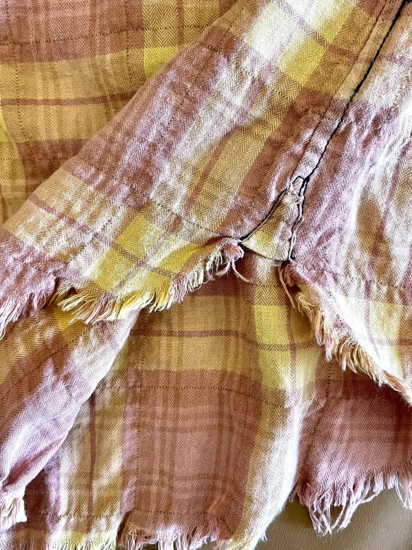 Yves Saint Laurent YSL 16ss red blue tie-dye distressed plaid shirt xs Size US XS / EU 42 / 0 - 5 Thumbnail