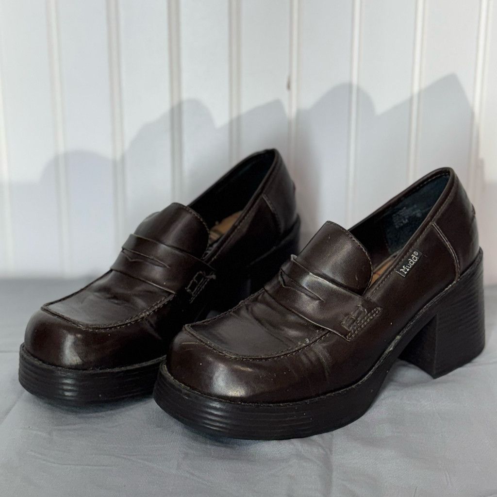Other Mudd Chunky Y2K VTG Brown Heel Loafer 8.5 Size US 5 / IT 35 - 2 Thumbnail