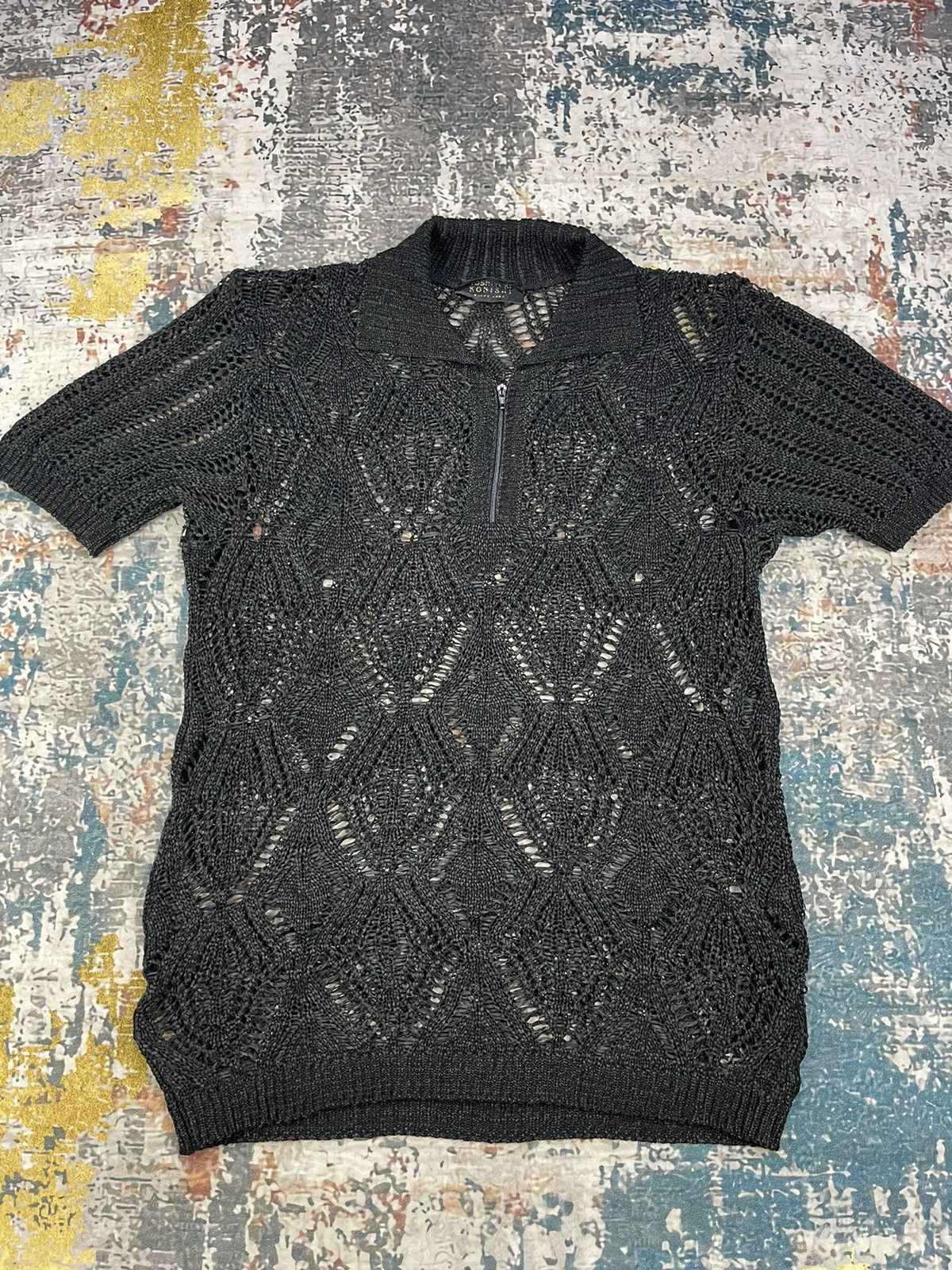 トップス ficce Yoshiyuki Konishi knit polo Yoshiyuki Konishi Ficce Diamond Knit Sweater Polo