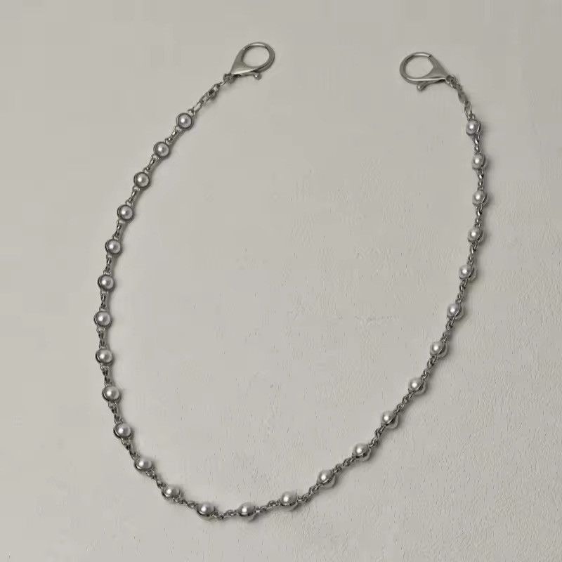 Beads x Jewelry Pearl Pants Chain in White, Men's