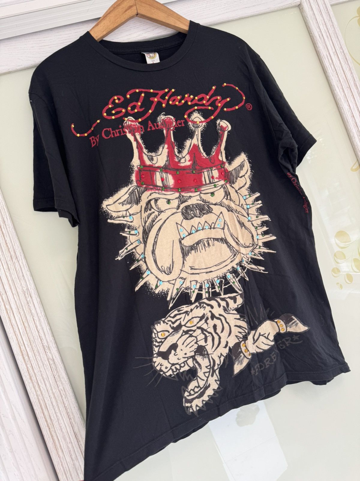 Ed Hardy Ed Hardy by Christian Audigier Y2K Bulldog Tattoo AOP Tee Size US L / EU 52-54 / 3 - 3 Thumbnail
