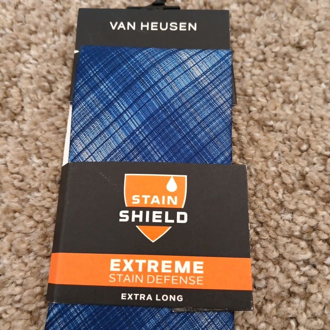Van Heusen Van Heusen Tie Men Long Blue Plaid Polyester Stain Shield Necktie Extra Long Size ONE SIZE - 2 Thumbnail
