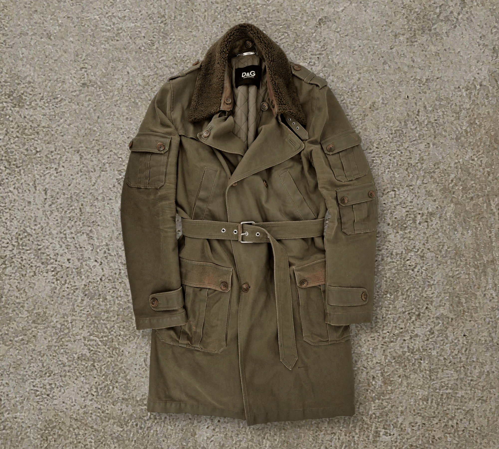 Dolce & Gabbana 03 Archive Military Heavy Cargo Belt Coat | Grailed 
