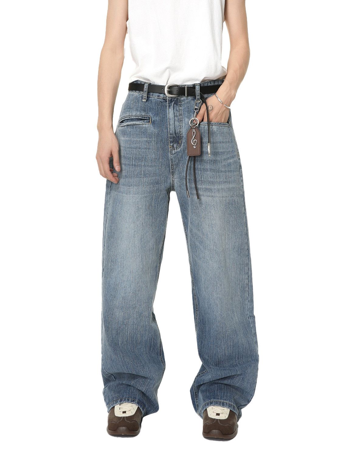 Vintage Men's Japanese style washed retro pocket jeans Size US 32 / EU 48 - 1 Thumbnail