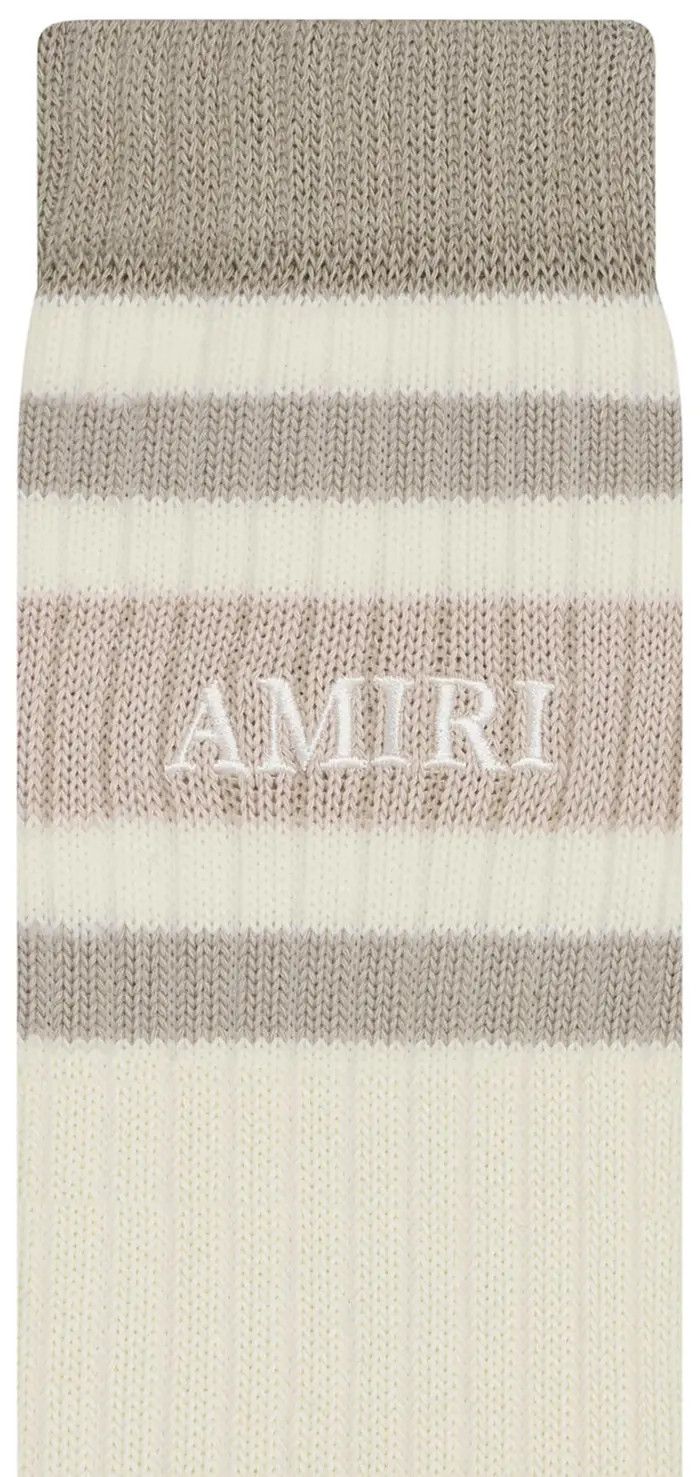 Amiri o1y0525 Size : 8-9 US / Logo Socks in Ivory/Gray Size ONE SIZE - 3 Thumbnail