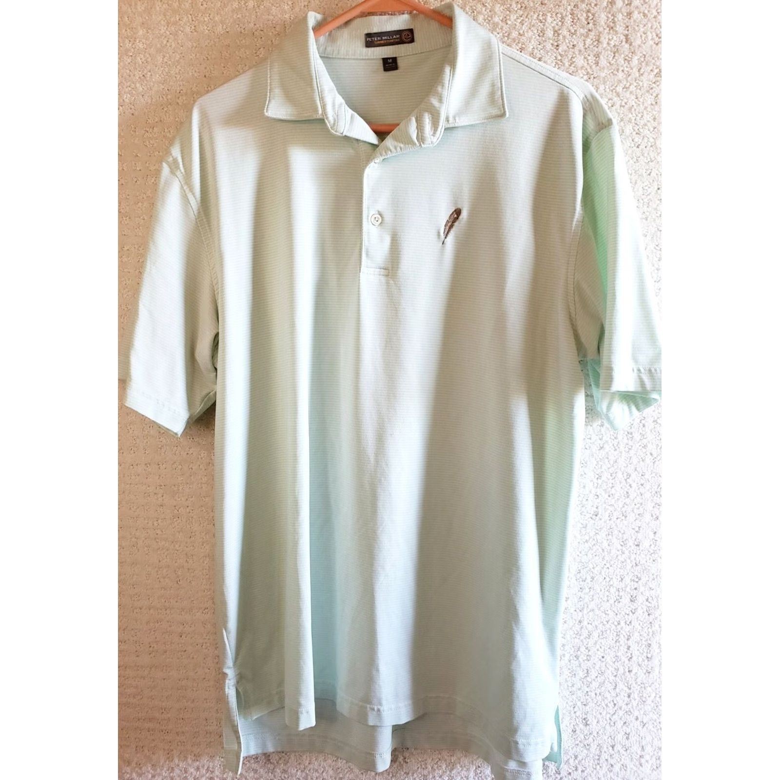 Peter Millar Peter Millar Summer Comfort Shirt Men's M Mint Striped Golf Wicking Polyester Shirt Size US M / EU 48-50 / 2 - 2 Thumbnail