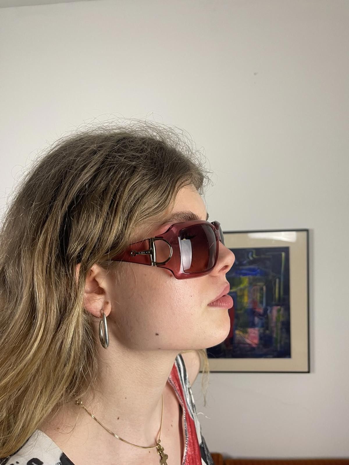 Gucci Gucci - Oversized Burgundy Gradient Sunglasses Size ONE SIZE - 3 Thumbnail