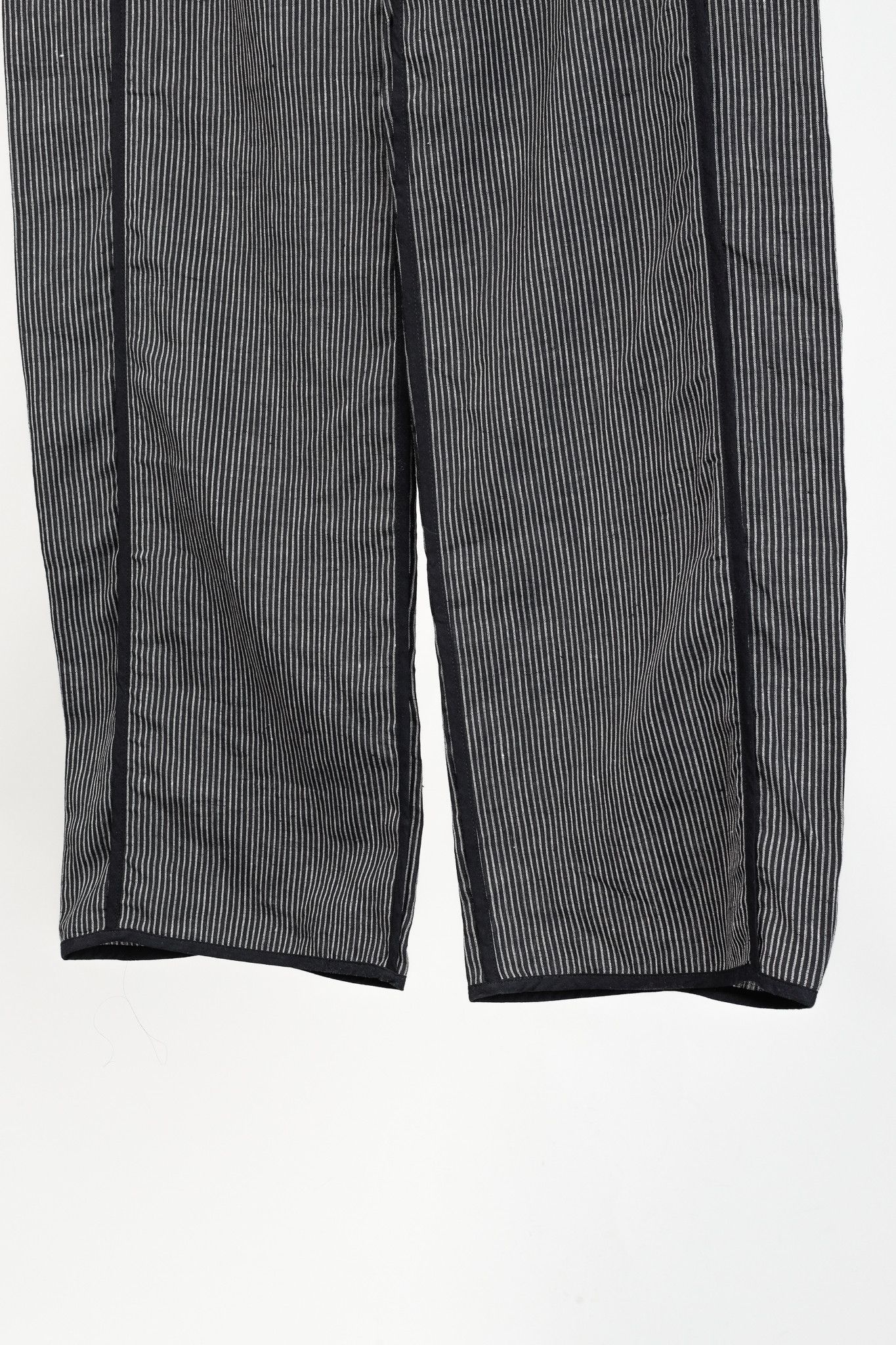 Annette Gortz Annette Gortz Solo Black Pinstripe-Linen Wide-Leg Pants Size 35" - 7 Thumbnail