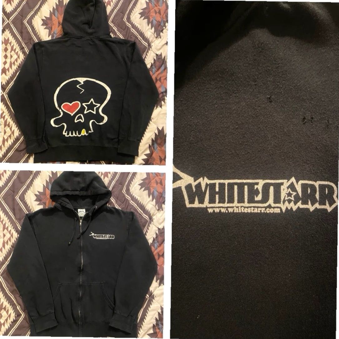 Vintage VINTAGE APX Full Zip Hoodie Black L Men 90s Whitestarr Band Skull Distressed Graphic Print Size US L / EU 52-54 / 3 - 2 Thumbnail