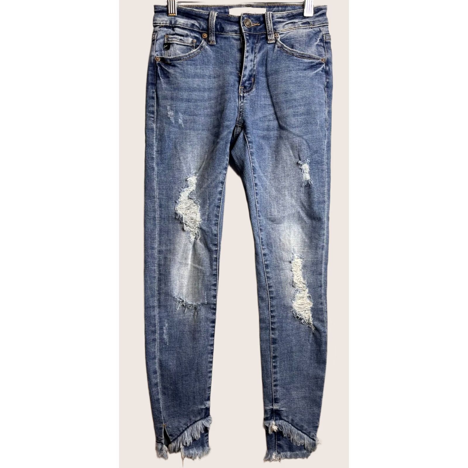 Vintage VINTAGE Kancan Jeans Women Size 1/24 Low Rise Ankle Skinny Destroyed Blue KC6204M 144635 Size 42" / US 20 - 1 Thumbnail