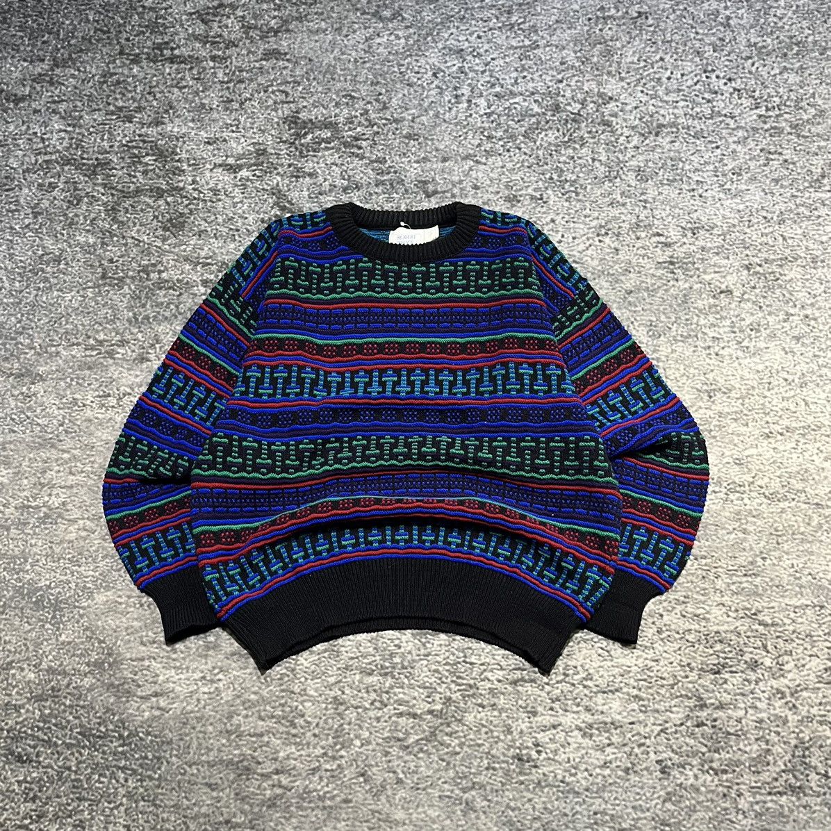 Robert Bruce Vintage 90s Robert Bruce 3D Pattern Grandpa Coogi Sweater Size US L / EU 52-54 / 3 - 1 Thumbnail