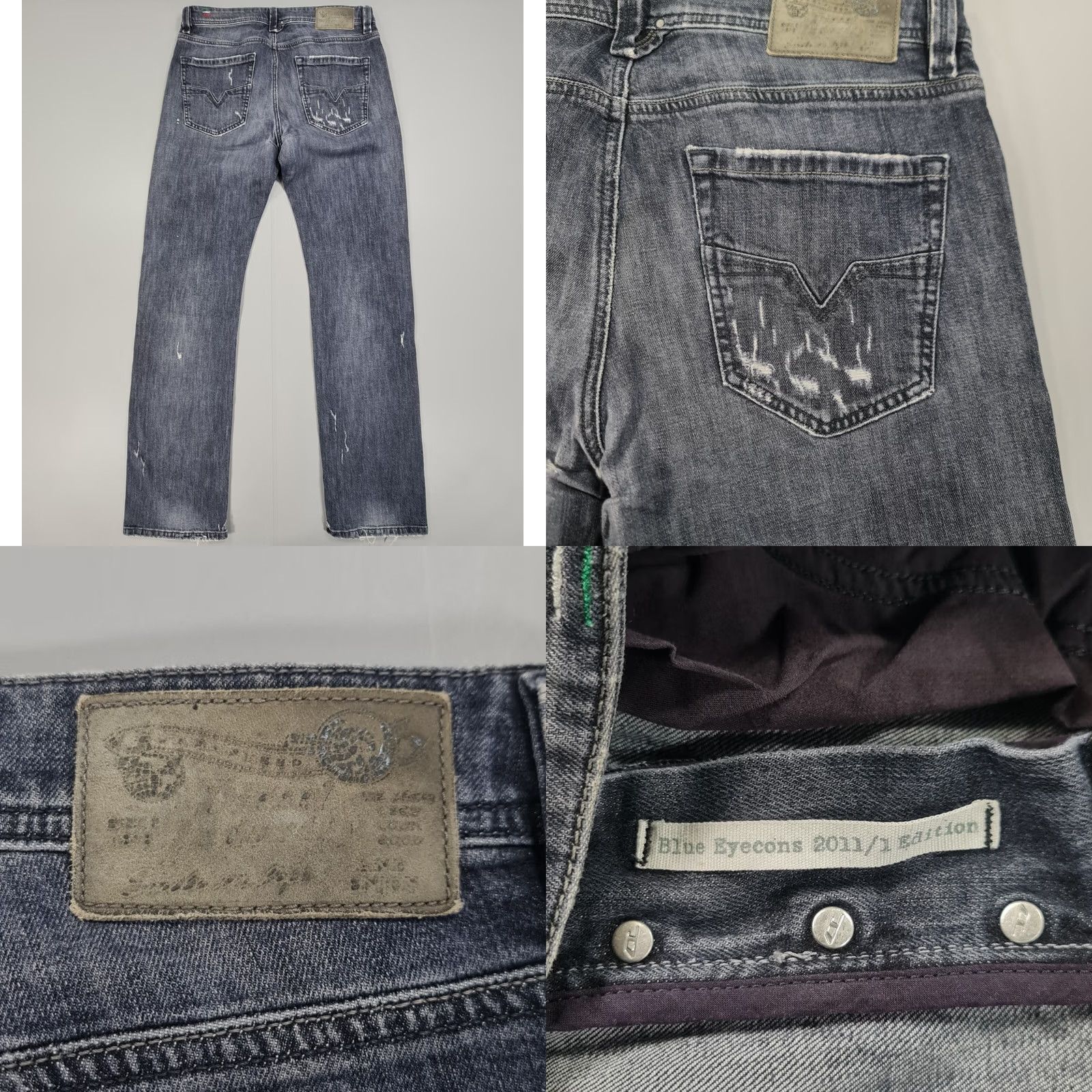 Diesel Diesel Jeans Straight Leg Distressed W32 L33 Made In Italy Regular Mens Denim 100% Cotton Grey Medium Wash Pockets Size US 32 / EU 48 - 9 Thumbnail