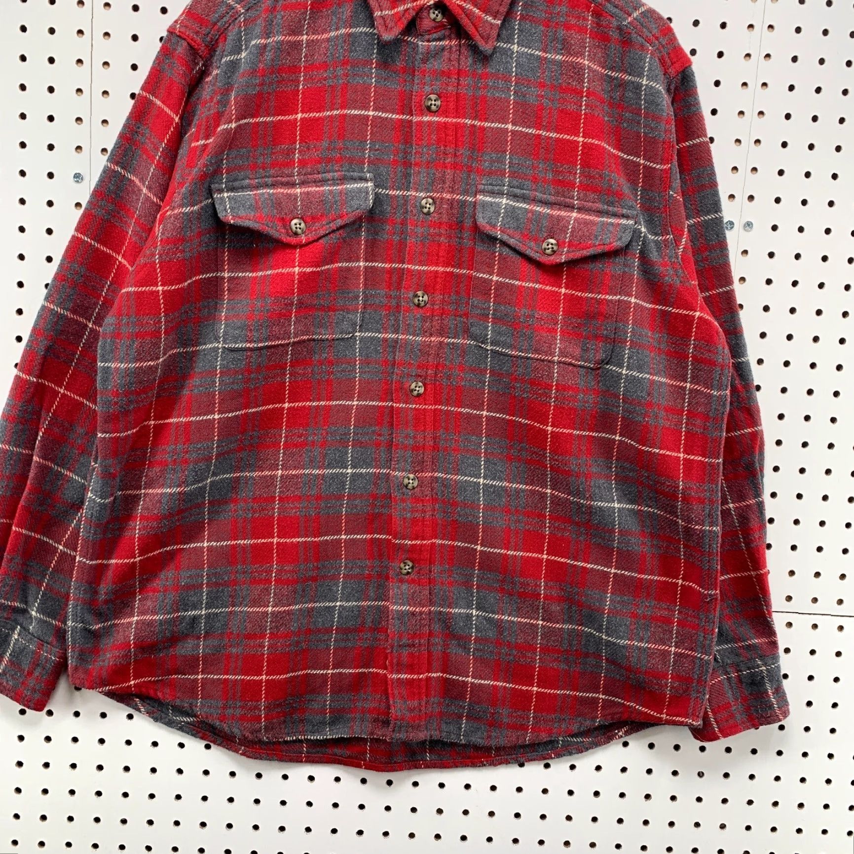 Faded Glory Faded Glory Heavyweight Flannel Pocket Shirt Red Plaid Mens Large 25x32 Size US L / EU 52-54 / 3 - 6 Thumbnail