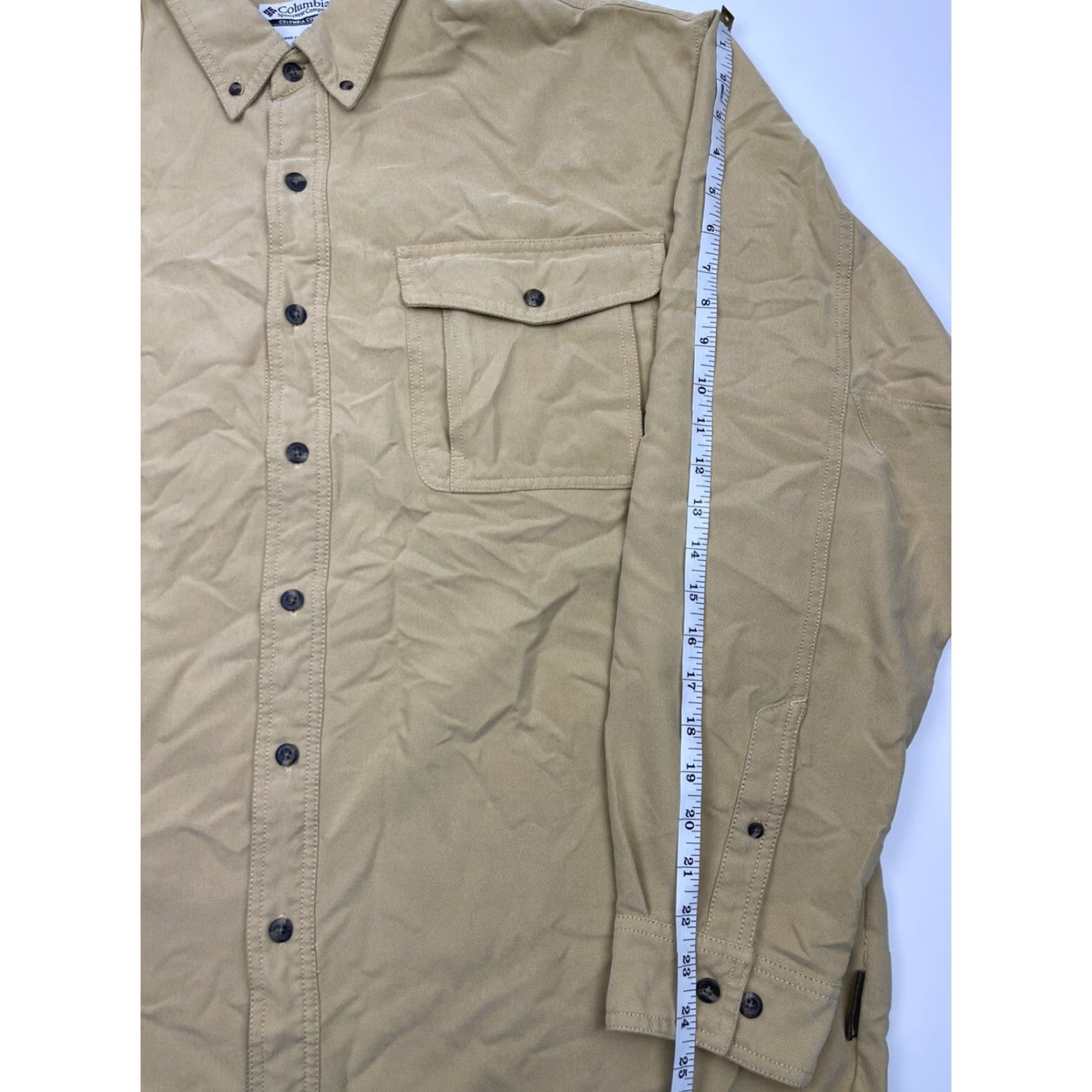Vintage VINTAGE Columbia River Lodge Button-Down Shirt Men XL Gold Solid Long Sleeve Size US XL / EU 56 / 4 - 7 Thumbnail