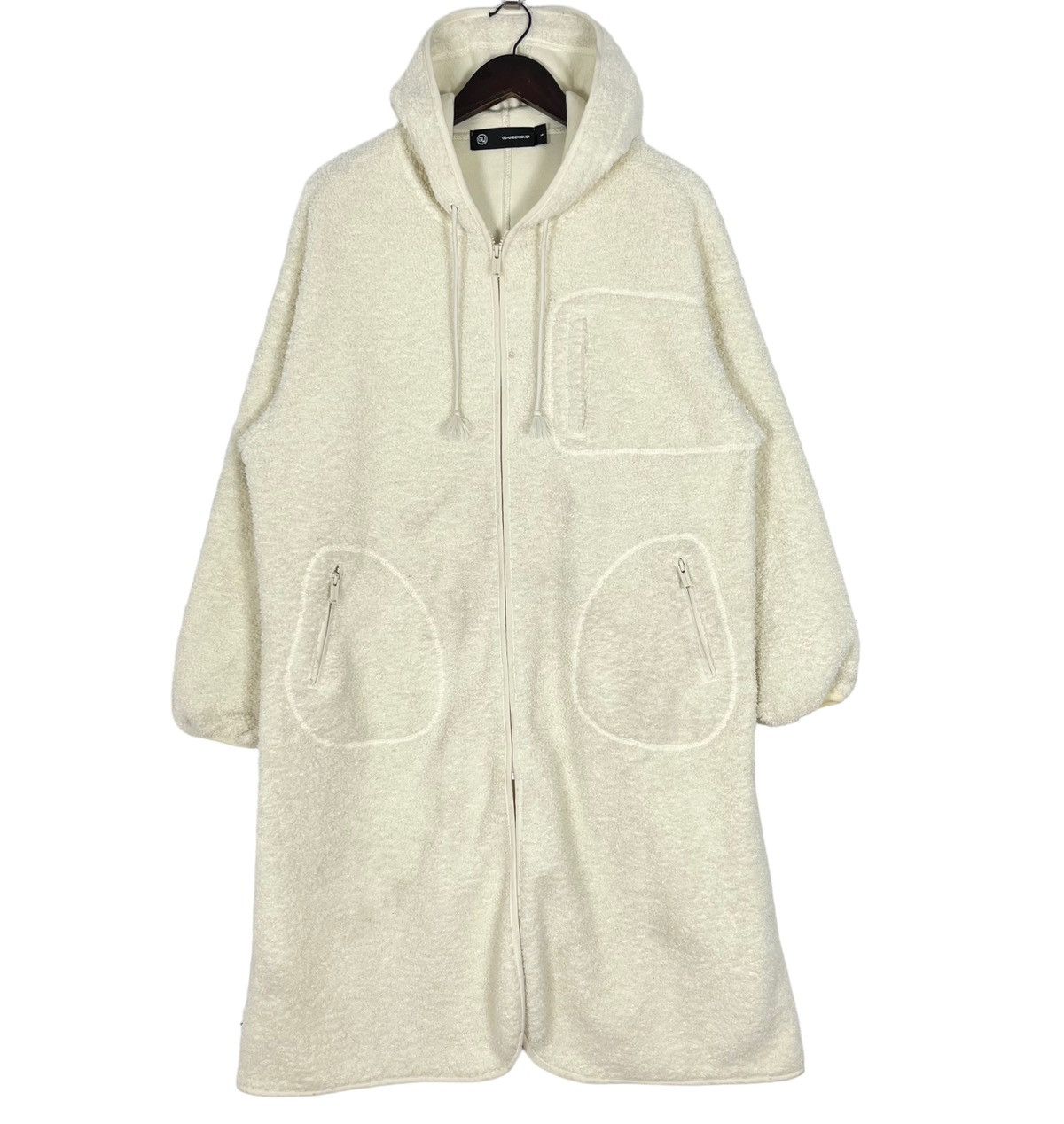 image of Gu x Undercover Parka Fleece Jacket Coat in White/Cream, Women's (Size Large)