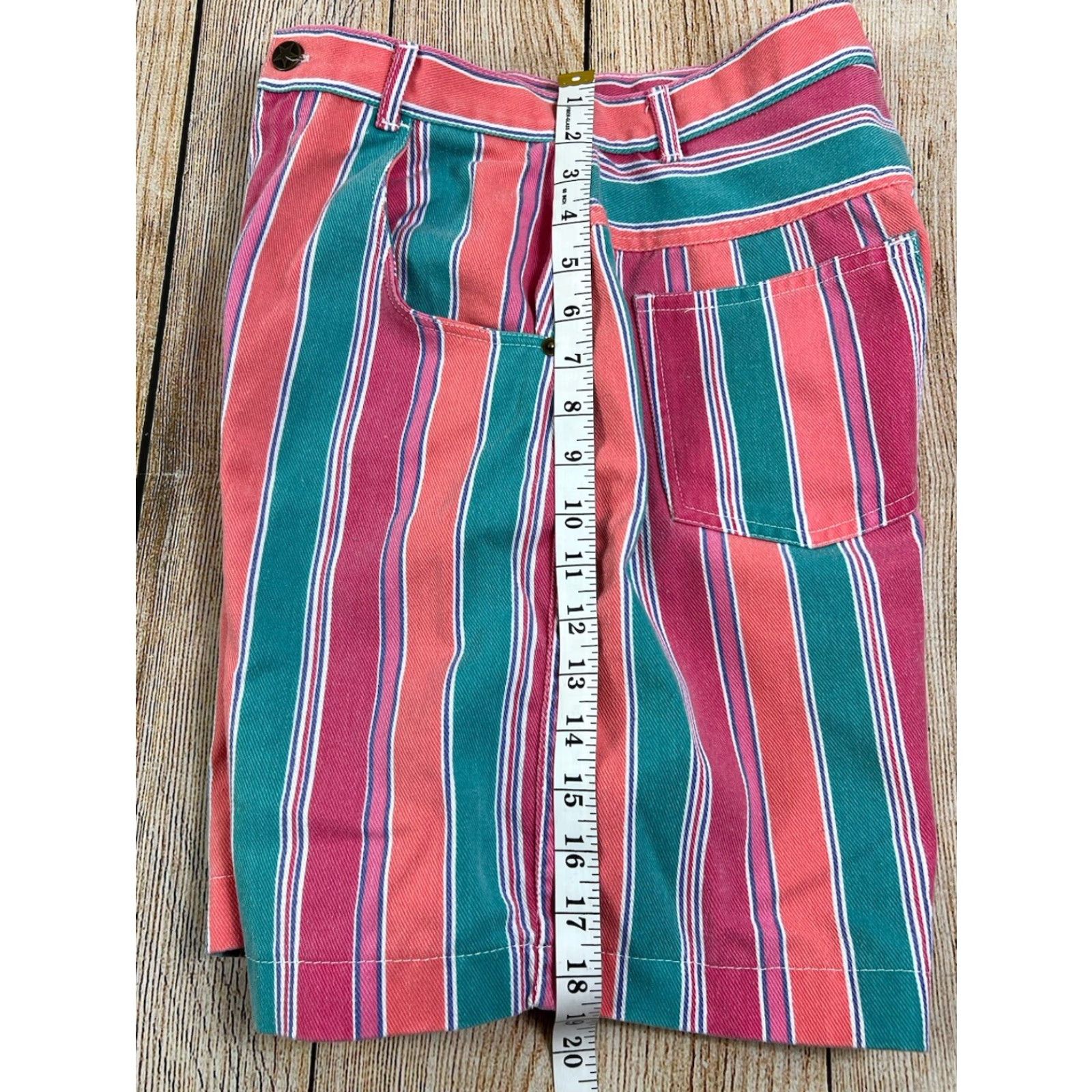 Vintage VINTAGE Pennylane 90s High Waist Shorts Women Regular 12 Pink Striped Denim 100% Cotton Mom Style 90s Casual Size 34" / US 12 / IT 48 - 7 Thumbnail