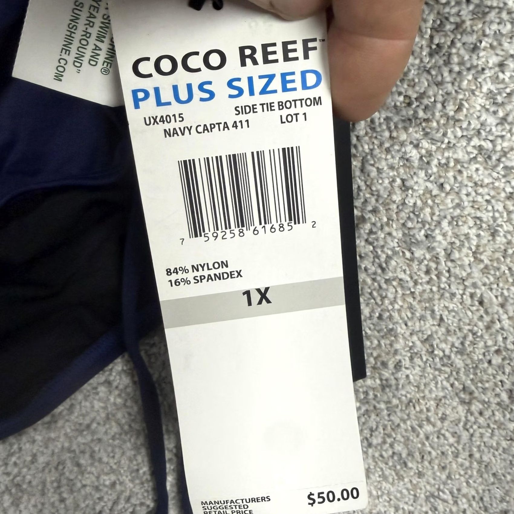 Vintage Coco Reef Swim Bottom Womens 1X Plus Navy High-Waisted Side Tie Beach NWT Mermaid? Size 40" / US 18 - 6 Thumbnail
