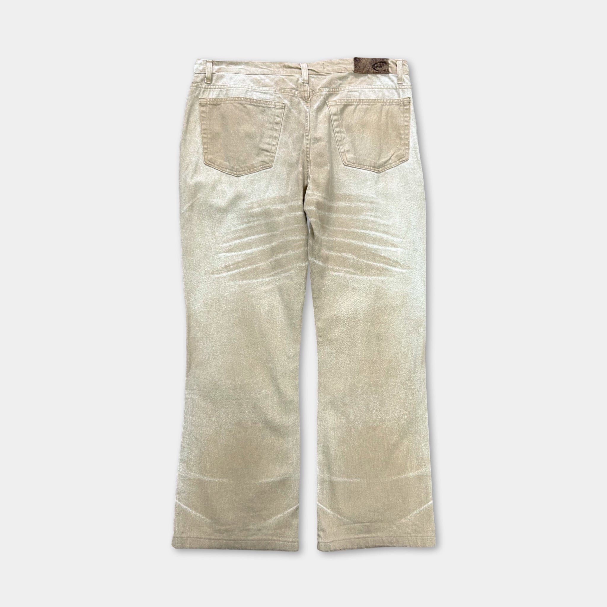 Just Cavalli Just Cavalli Baggy Beige Denim Print Effect Jeans Size 36" / US 14 / IT 50 - 4 Thumbnail