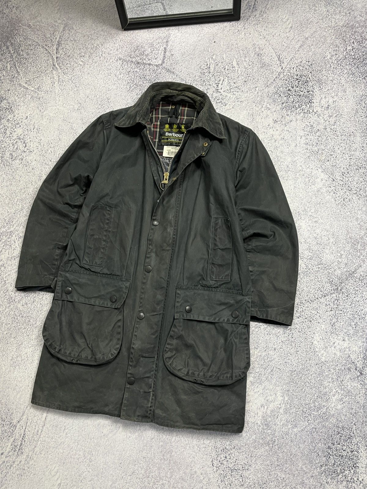 Barbour × Vintage Vintage Barbour A205 Border Waxed Coat Jacket C36/91cm Size US S / EU 44-46 / 1 - 4 Thumbnail
