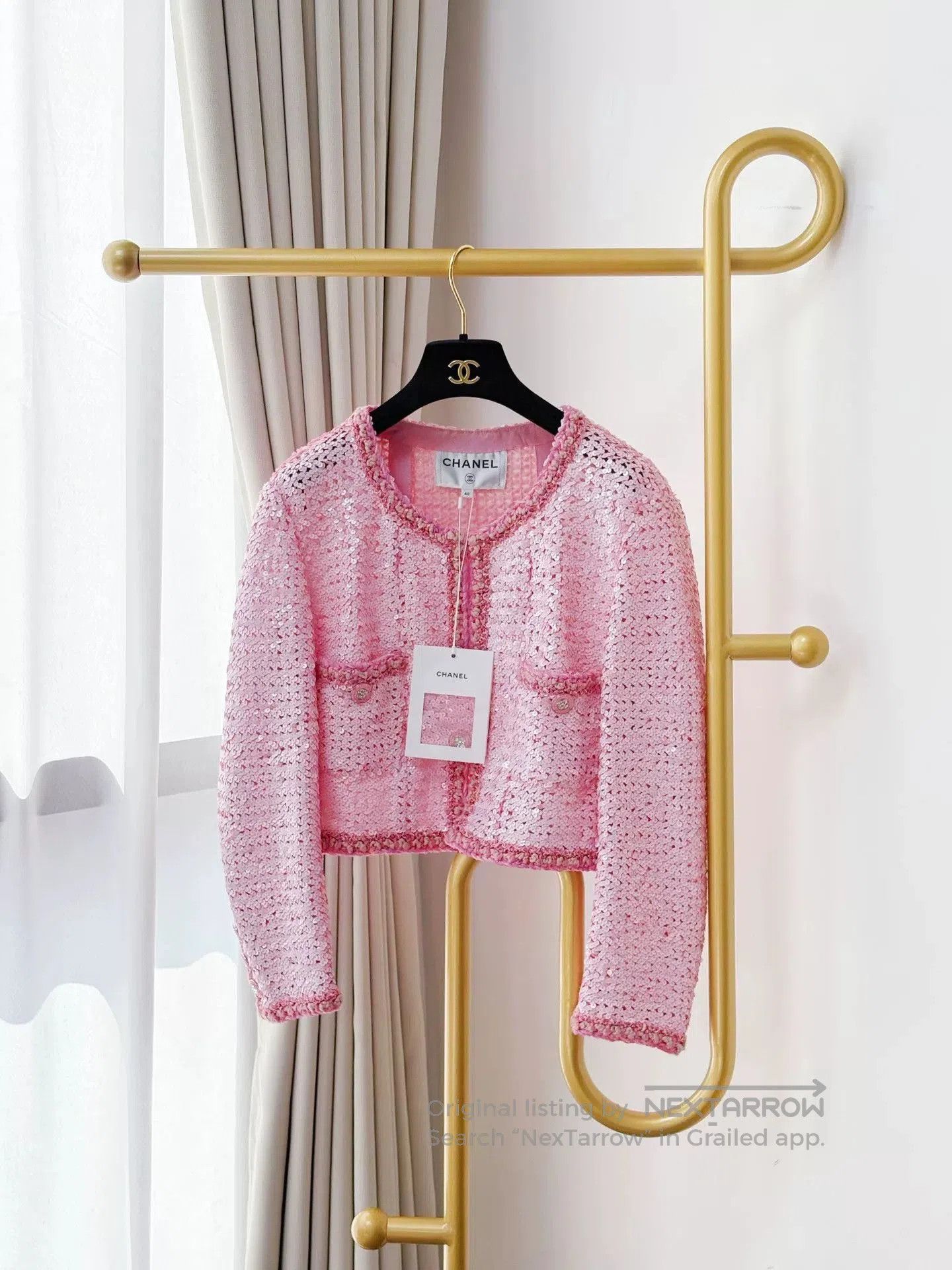 Chanel Chanel 23C Pink Sequin Knit Jacket. Size US L / EU 52-54 / 3 - 3 Thumbnail