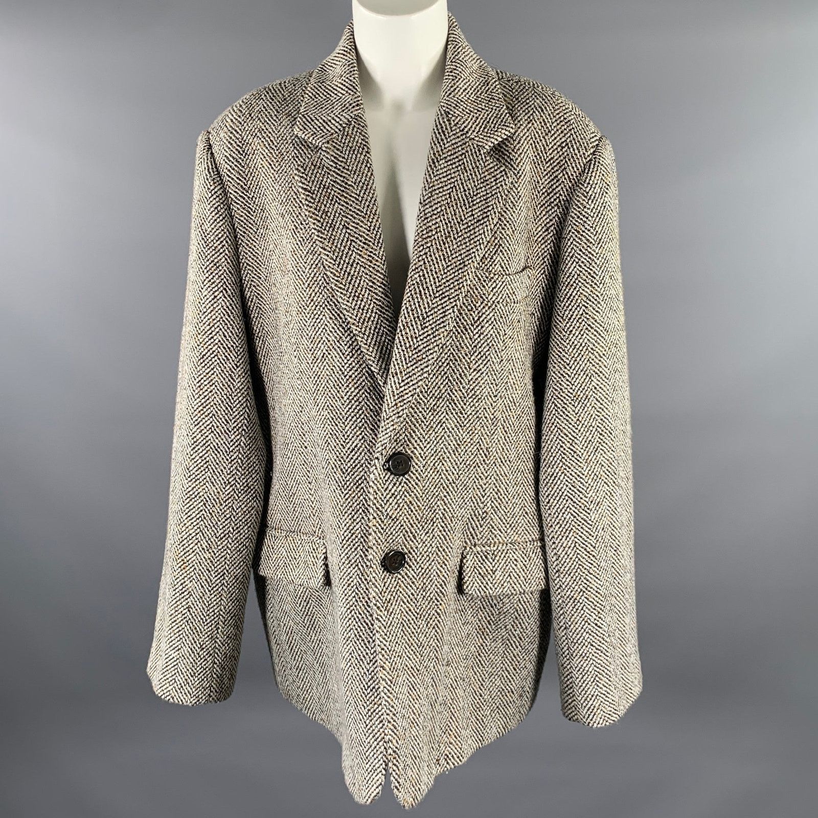 Other SAINTART S Tan Black Herringbone Notch Lapel Coat Size 36S - 1 Thumbnail