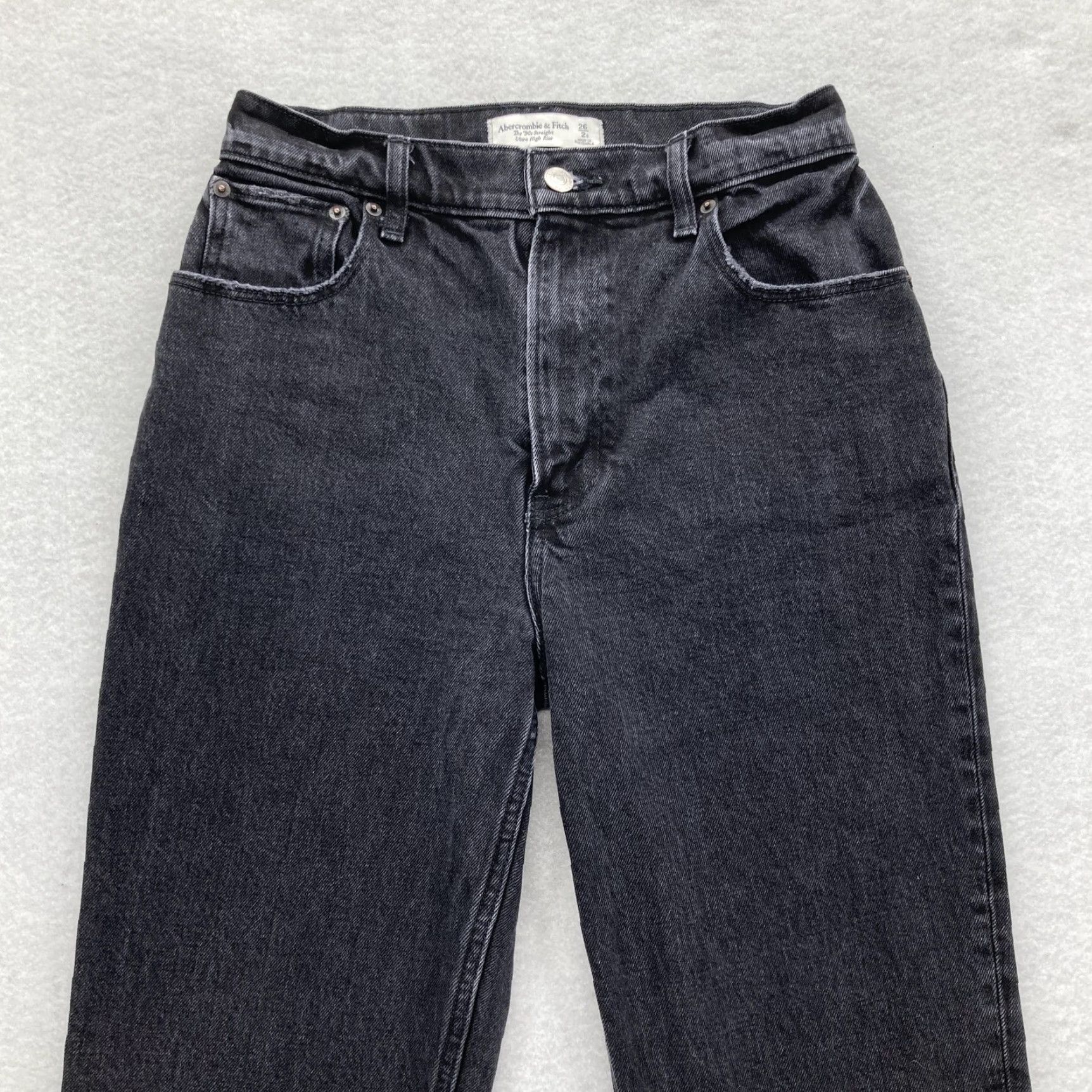 Abercrombie & Fitch Abercrombie & Fitch Jeans Womens 26/2 Short Black 90s Straight Ultra High Rise Gray Jeans 90s Size 26" / US 2 / IT 38 - 2 Thumbnail
