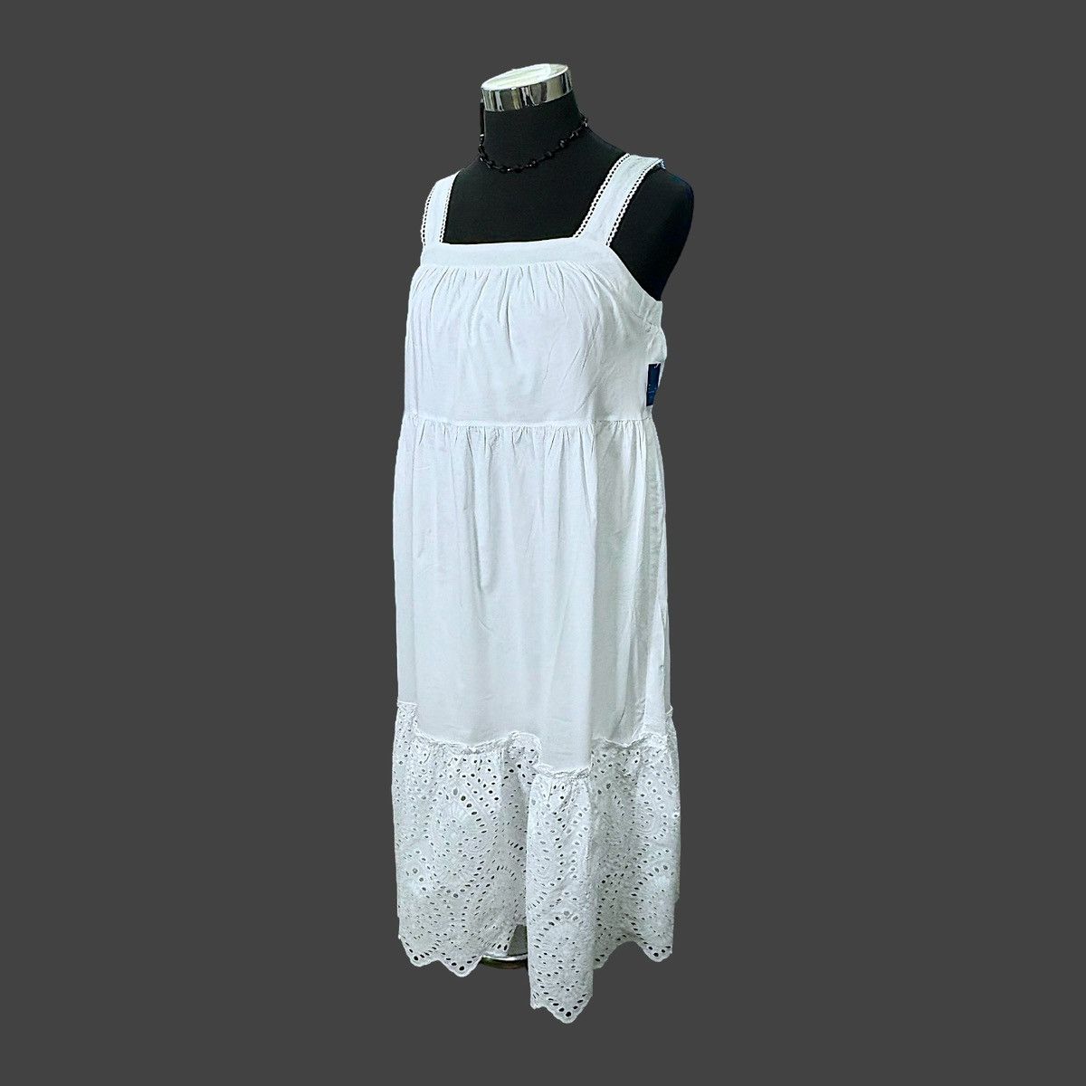 Other Ella by Rafaella Women’s White Tiered Midi Dress Sz Large Size L / US 10 / IT 46 - 6 Thumbnail