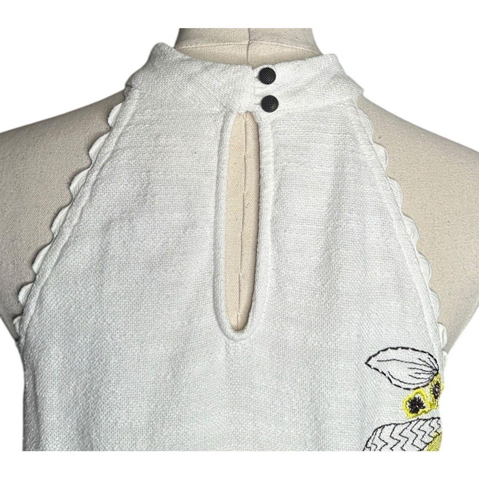 Anthropologie Anthropologie Maeve White Yellow Embroidered Flower Dress 6P Size M / US 6-8 / IT 42-44 - 6 Thumbnail