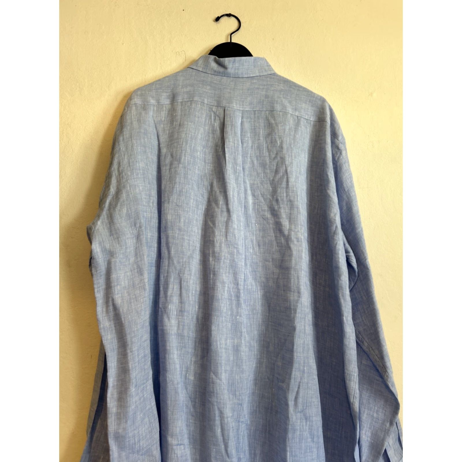 Vintage Quality Asole Bottoni Men's Shirt Linen Blue Long Sleeve Button-Up Size 19, Regular Fit Size US XXL / EU 58 / 5 - 7 Thumbnail