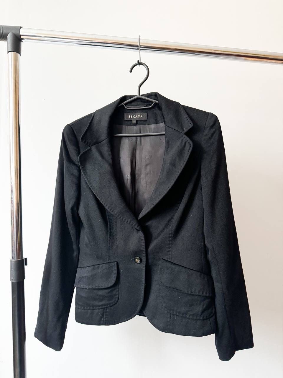 image of Cashmere Wool x Escada Vintage Black Cashmere Blazer Jacket, Women's (Size Small)