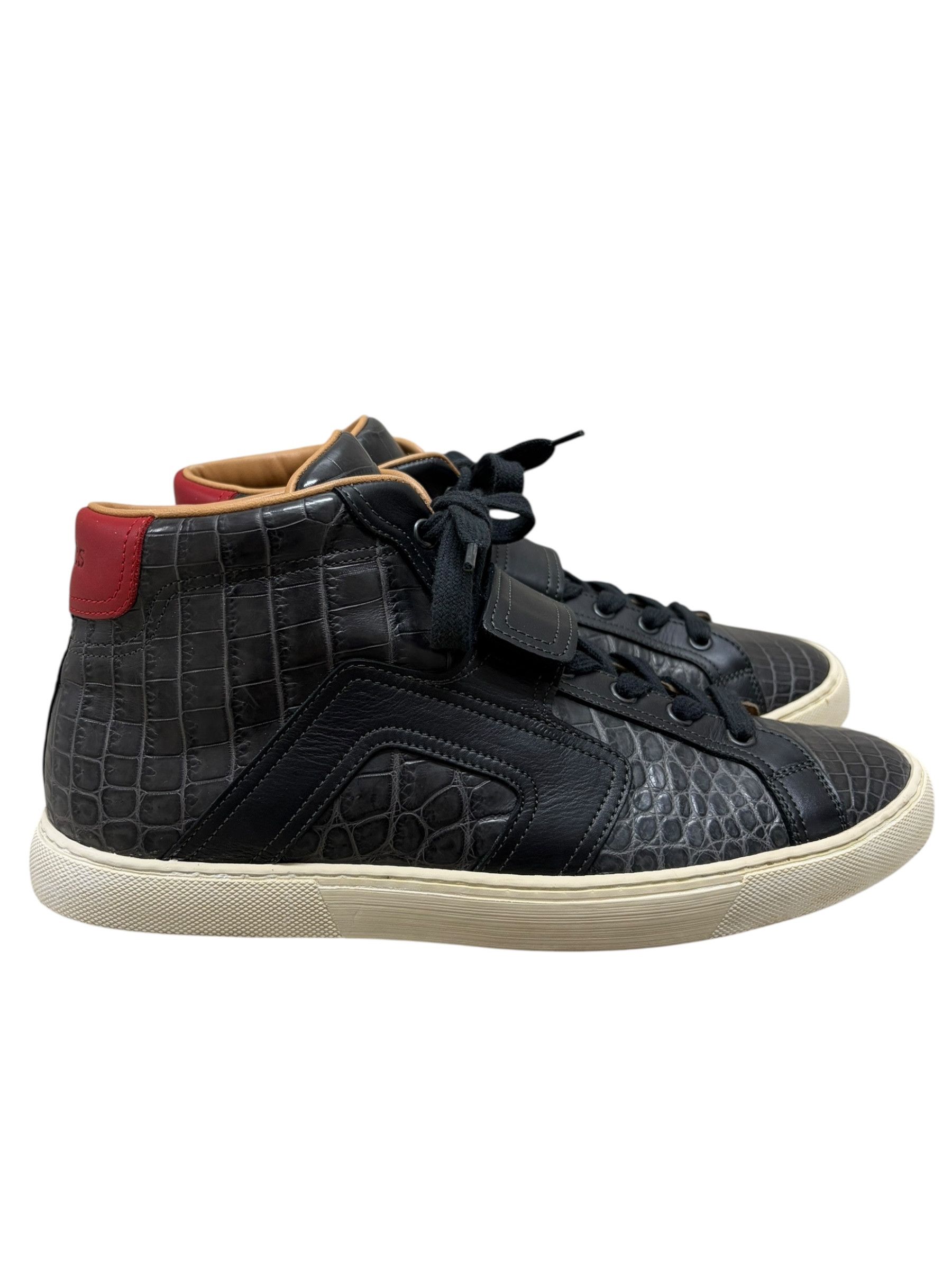 Hermes Hermes Black & Red Crocodile High Top Sneakers Size US 9 / EU 42 - 1 Thumbnail