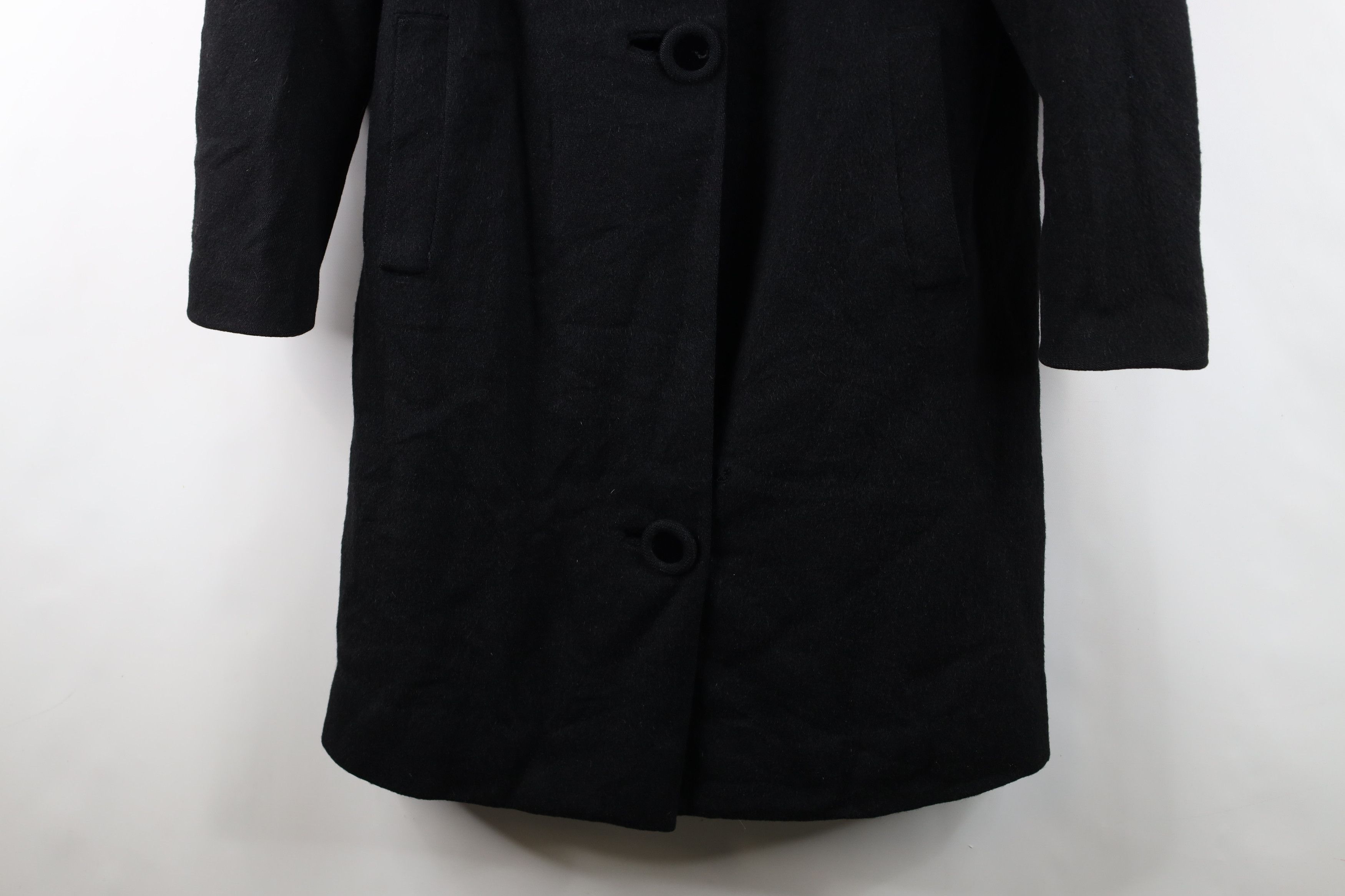 Vintage Vintage 40s 50s Big Button Collared Coat Jacket Black USA Size L / US 10 / IT 46 - 3 Thumbnail