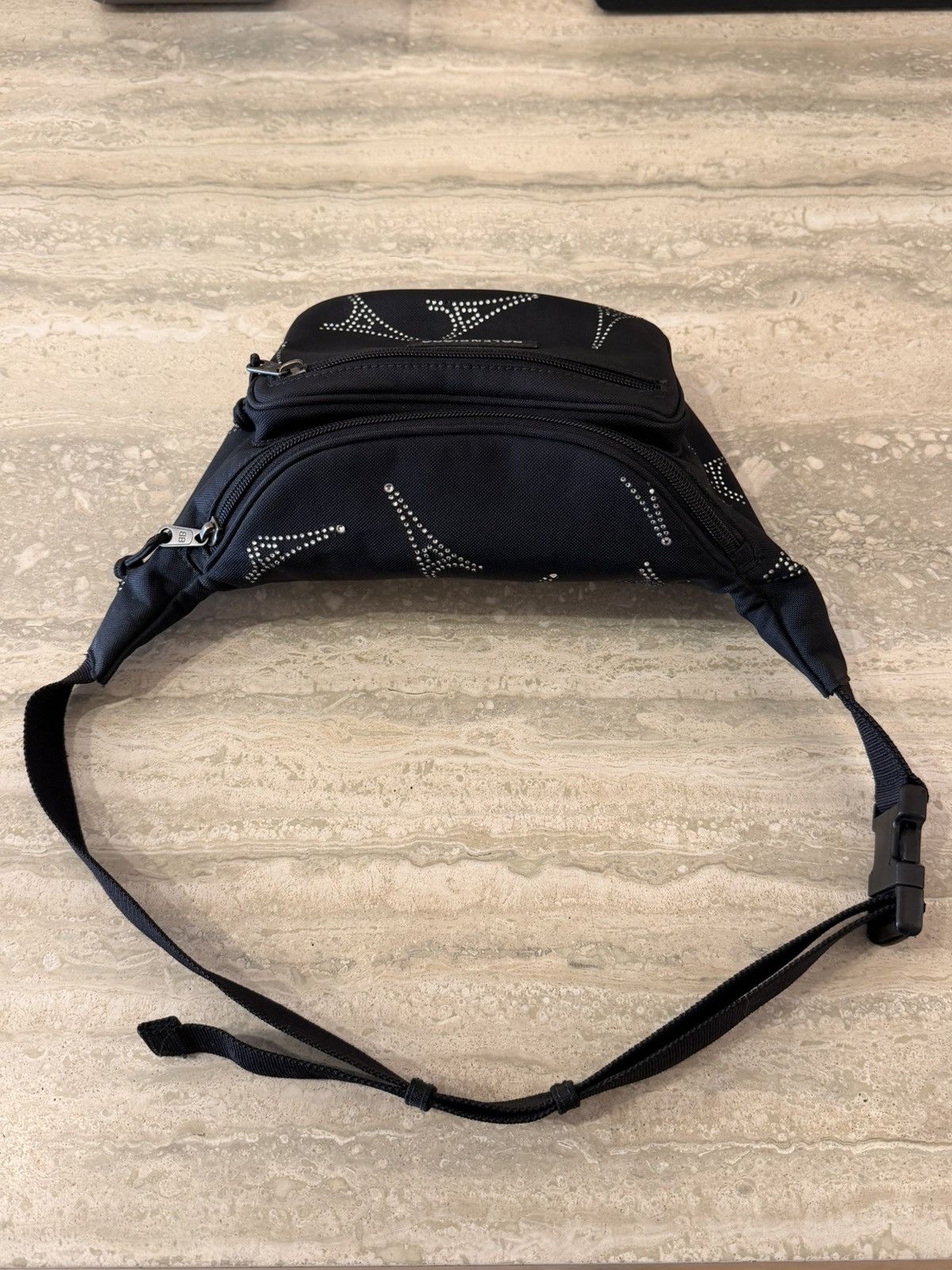 Balenciaga BALENCIAGA BLACK NYLON CRYSTAL EIFFEL TOWER FANNY PACK Size ONE SIZE - 3 Thumbnail