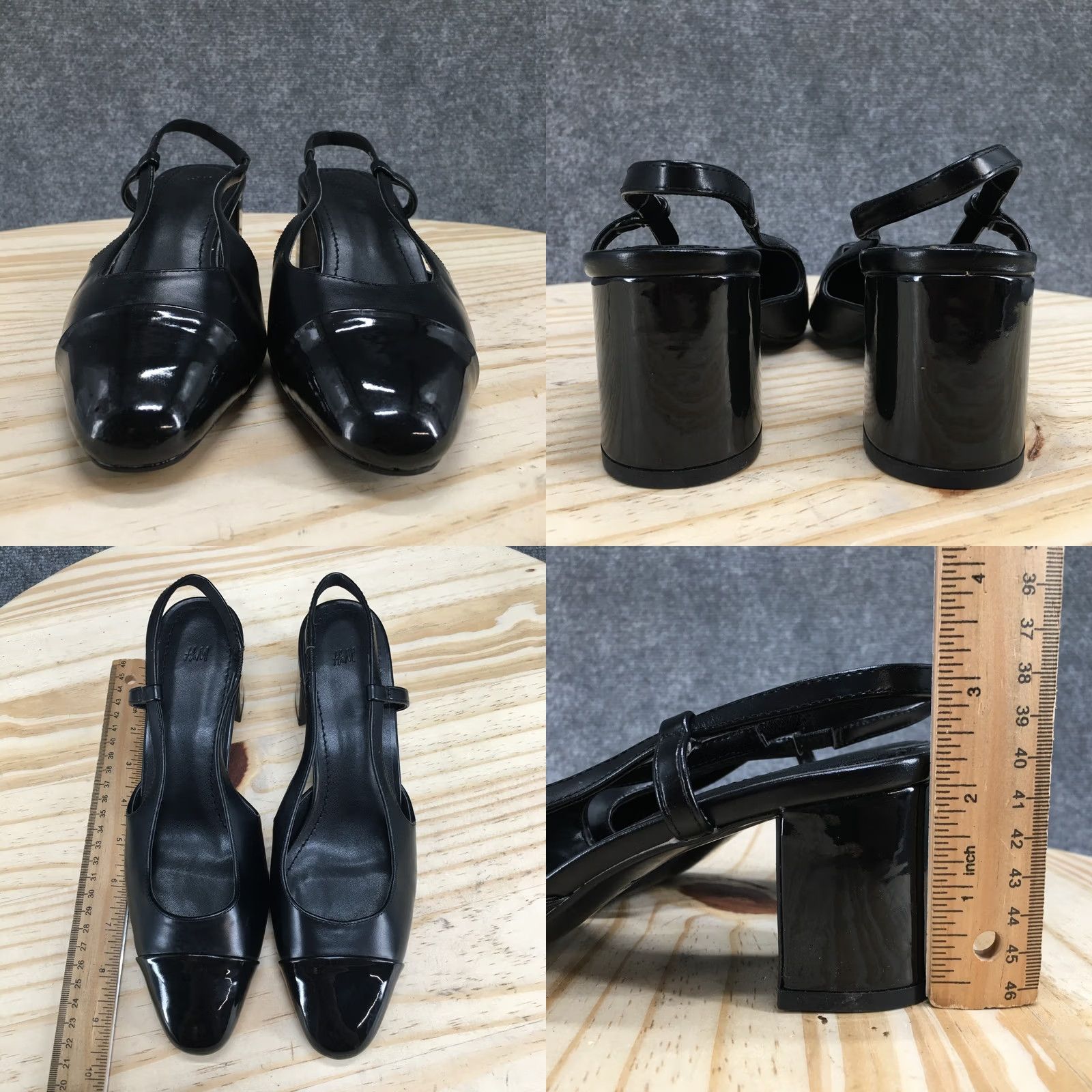 H&M H&M Heels Womens 38 Cap Toe Dress Slingback Pumps Block Heels Black Faux Leather Size M / US 6-8 / IT 42-44 - 8 Thumbnail