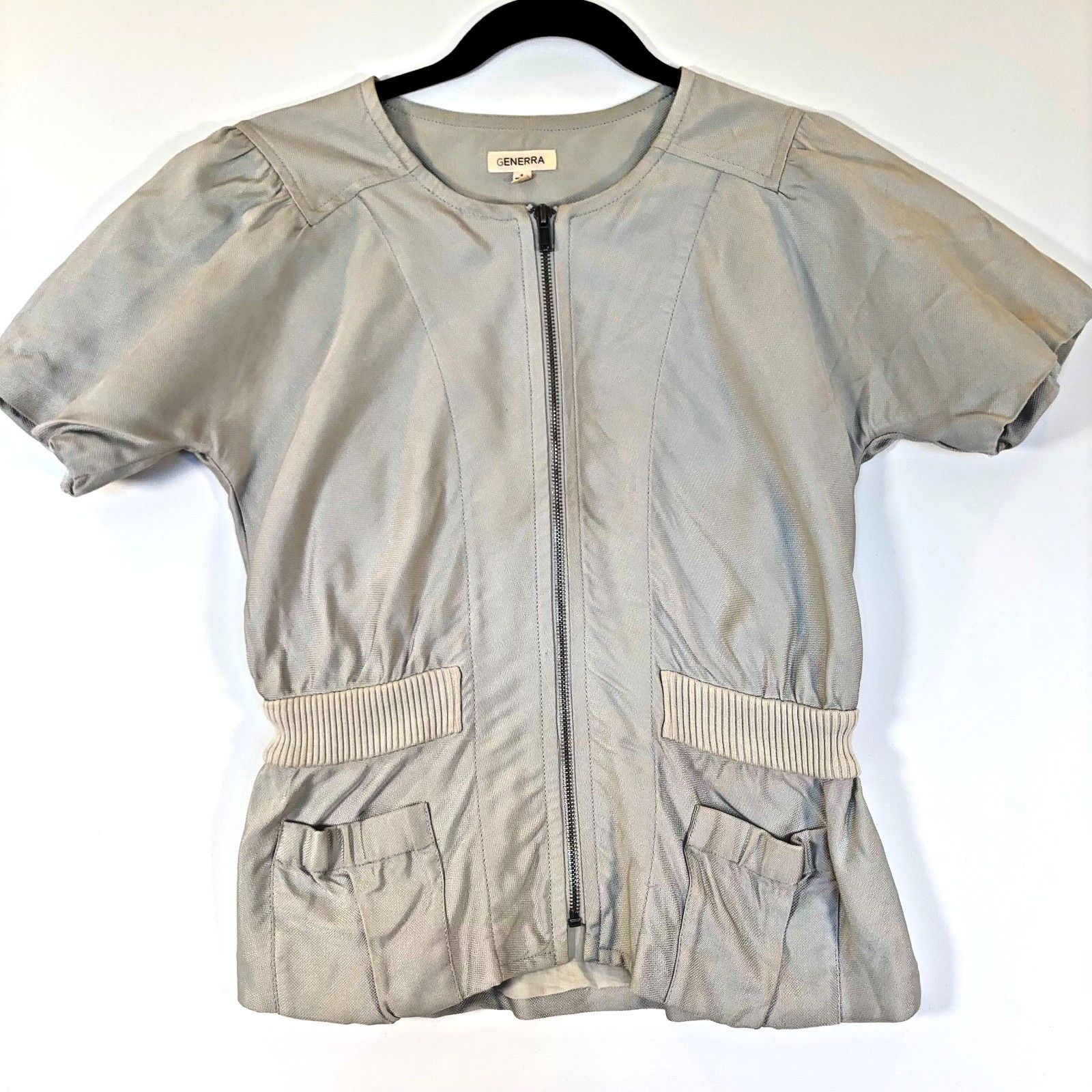 Generra Vintage Generra Zip Front Peplum Jacket Sage Green Womens 4 Size S / US 4 / IT 40 - 1 Thumbnail