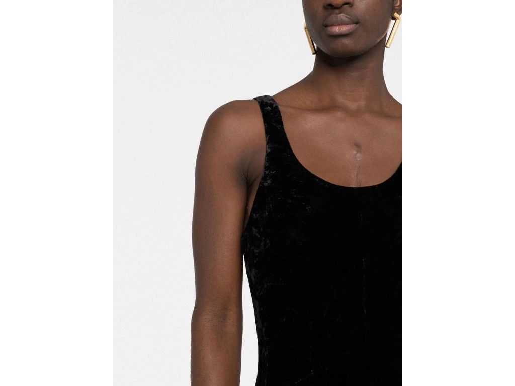 Saint Laurent Paris o1s1wg111024 Velvet Mermaid Maxi Dress in Black Size M / US 6-8 / IT 42-44 - 3 Thumbnail