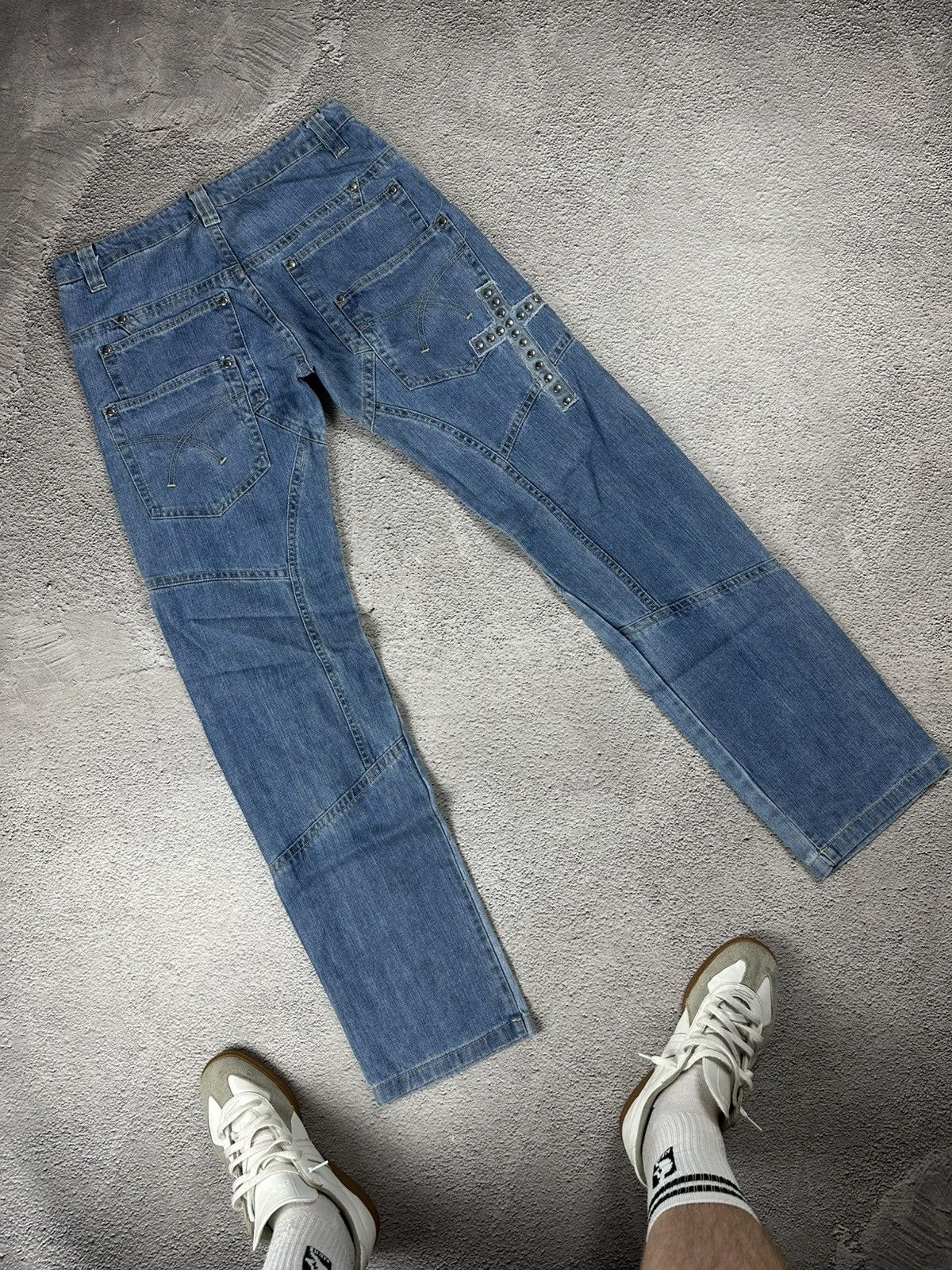 Other Y2K Cross Patchwork Denim Jeans Crashed Japan Avant Garde Size US 33 - 8 Thumbnail