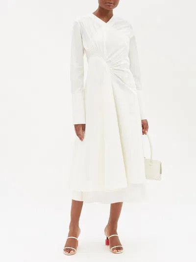 Jil Sander o1y0925 Midi Dress in White Size S / US 4 / IT 40 - 5 Thumbnail
